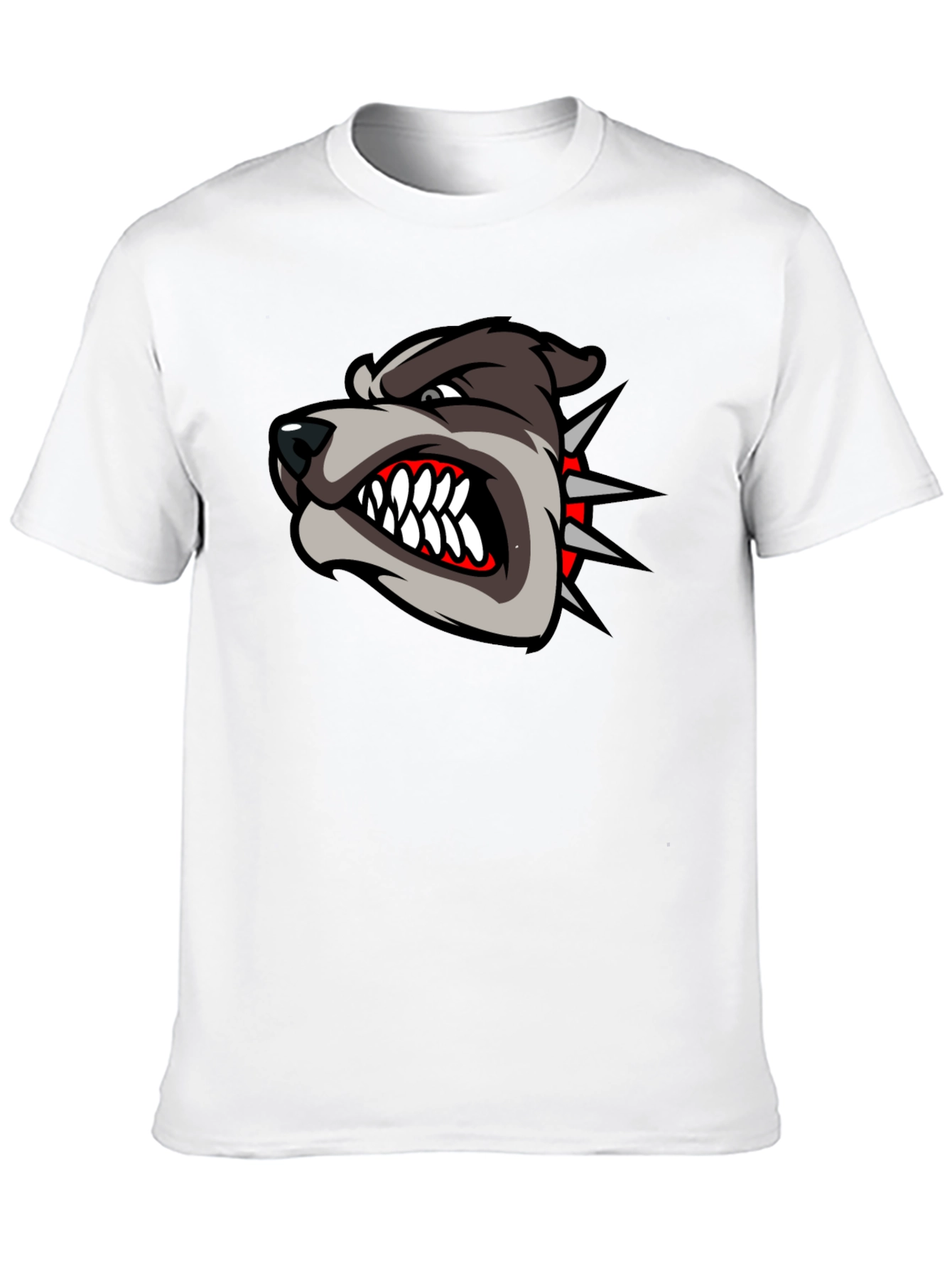 Mens Black T-Shirt with Aggressive Dog Graphic