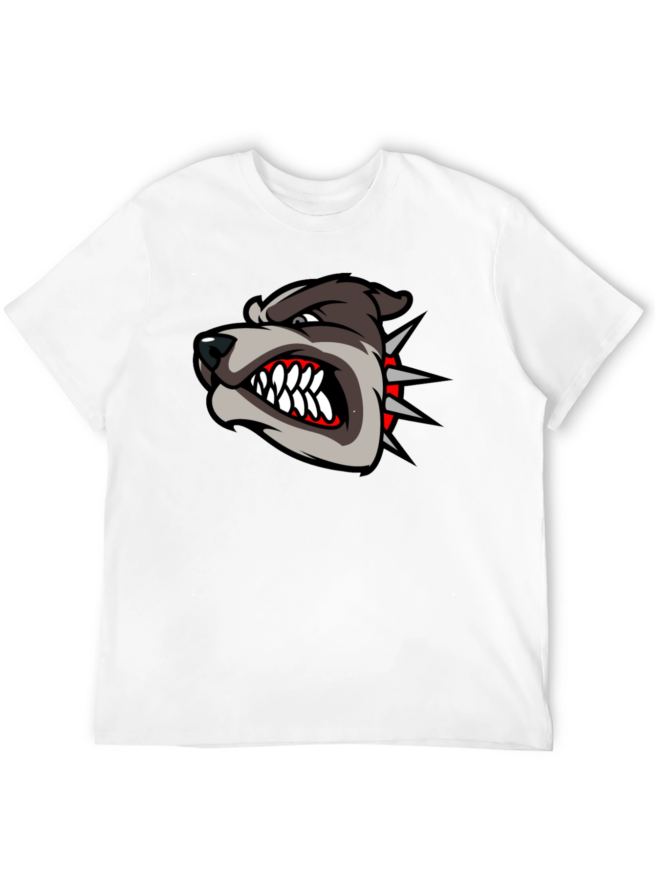 Mens Black T-Shirt with Aggressive Dog Graphic