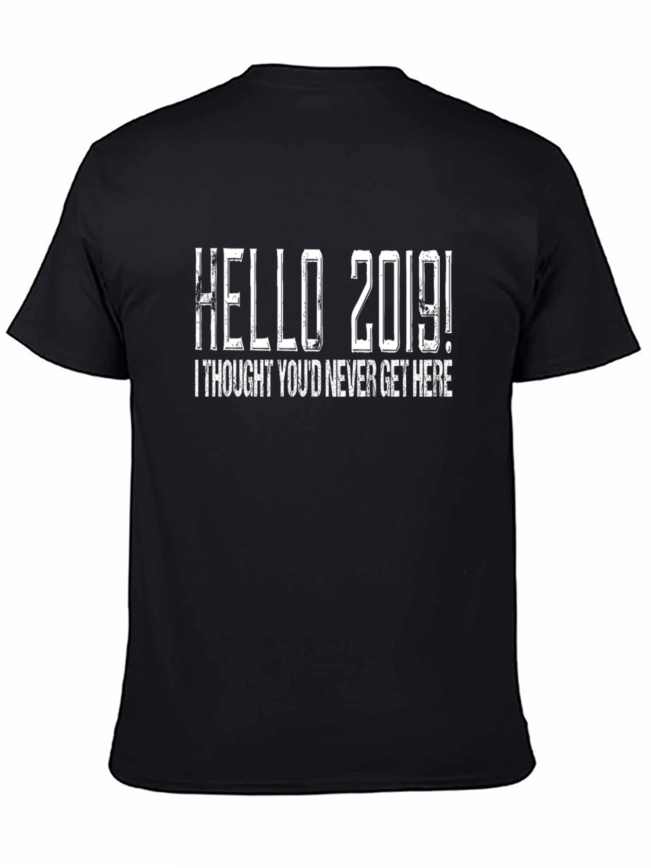 Hello 2019 Graphic Tee - Black Cotton Blend