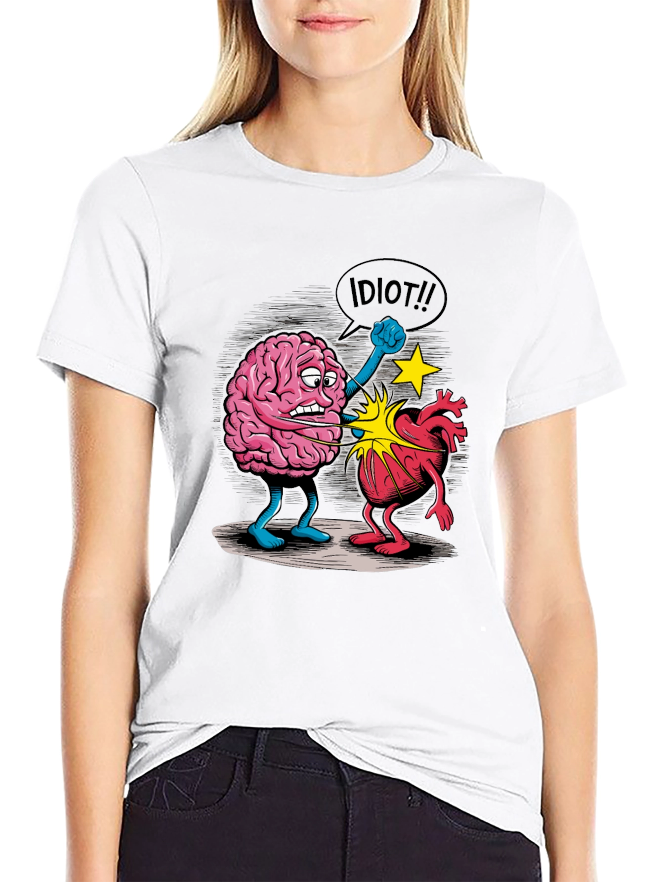 Brain vs. Heart Graphic T-Shirt - Funny Unisex Tee