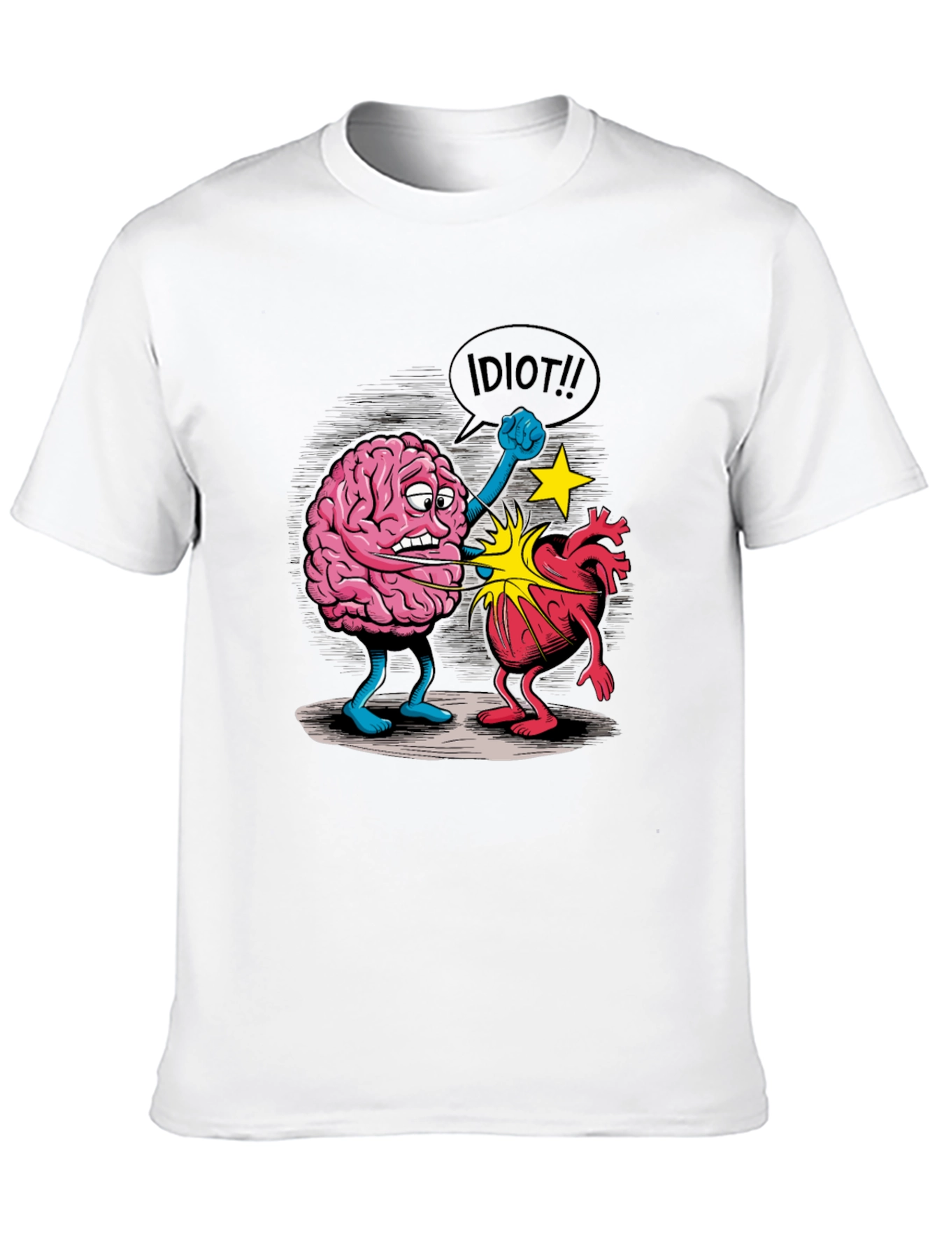 Brain vs. Heart Graphic T-Shirt - Funny Unisex Tee