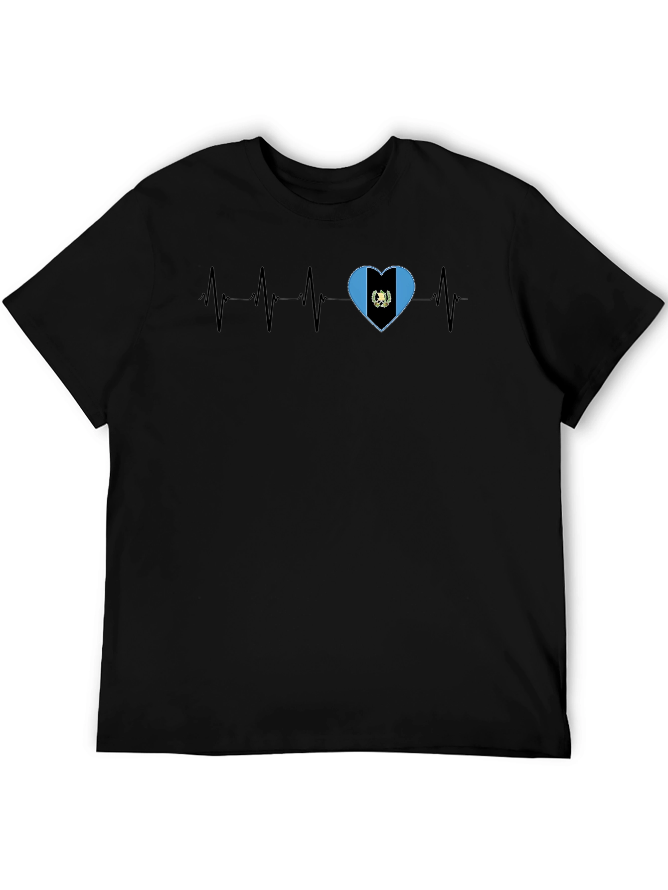 Guatemala Heartbeat T-Shirt - Black Crew Neck