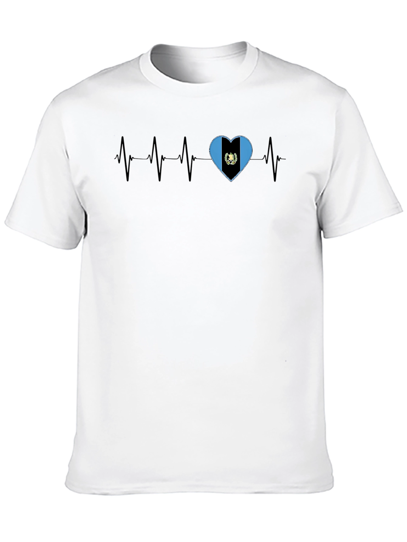 Guatemala Heartbeat T-Shirt - Black Crew Neck
