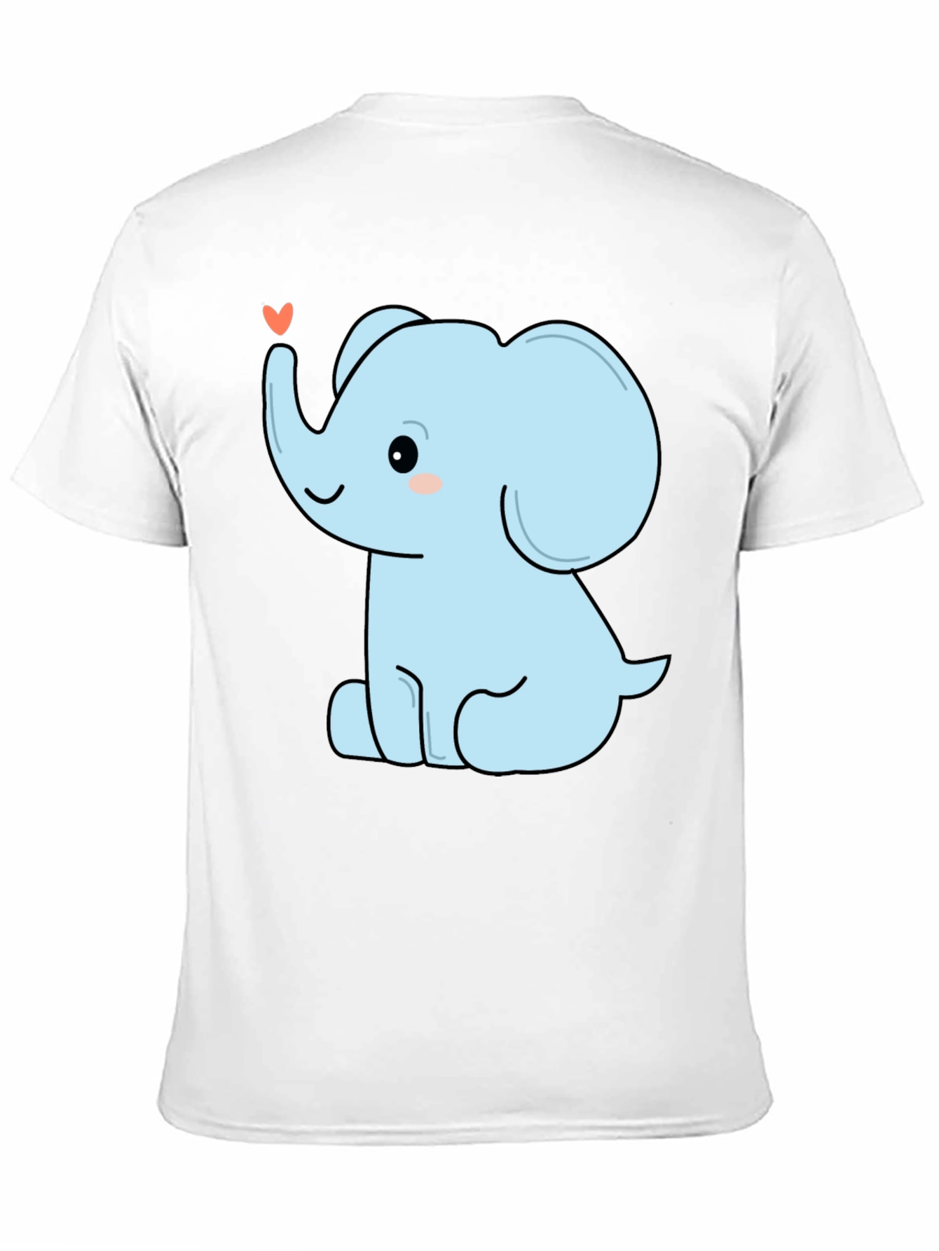 Cute Elephant Heart Graphic Tee - Black Cotton T-Shirt