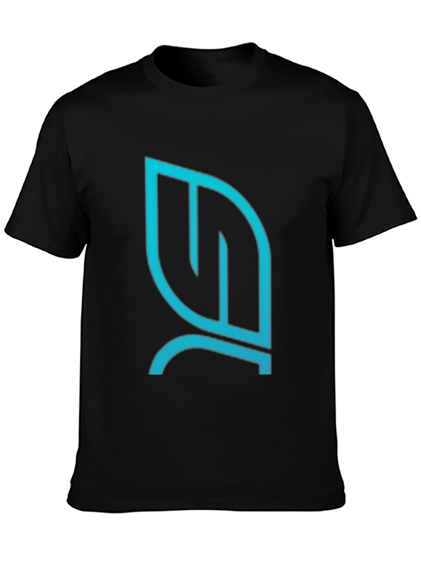 Modern Teal Leaf Logo Black T-Shirt