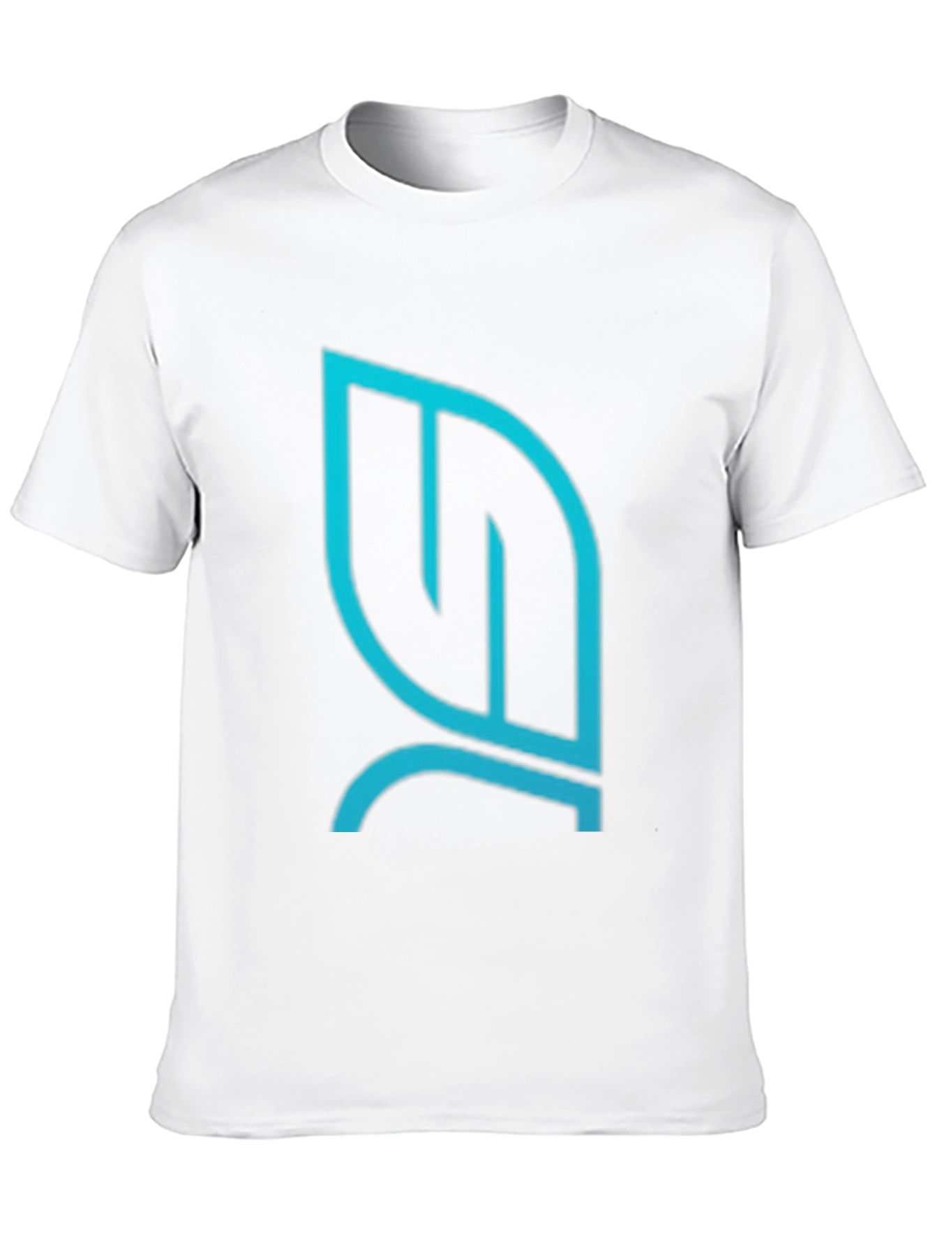 Modern Teal Leaf Logo Black T-Shirt