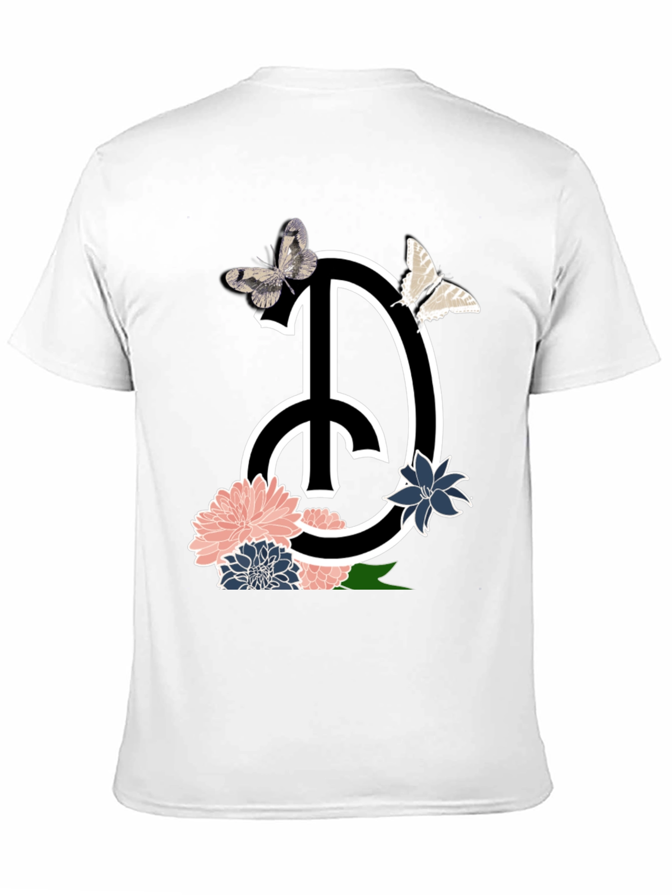 Peace Sign Floral Butterfly Graphic T-Shirt