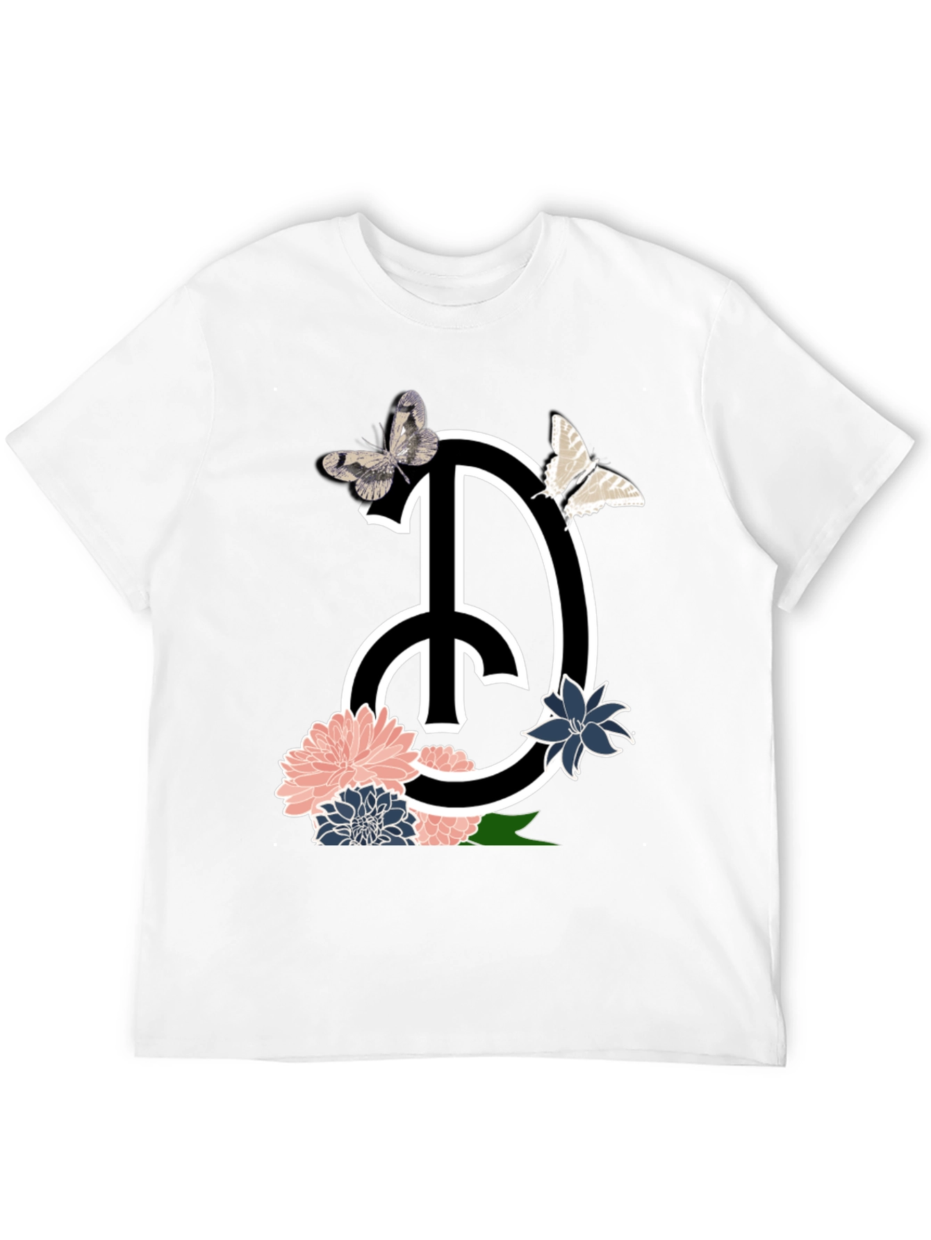 Peace Sign Floral Butterfly Graphic T-Shirt