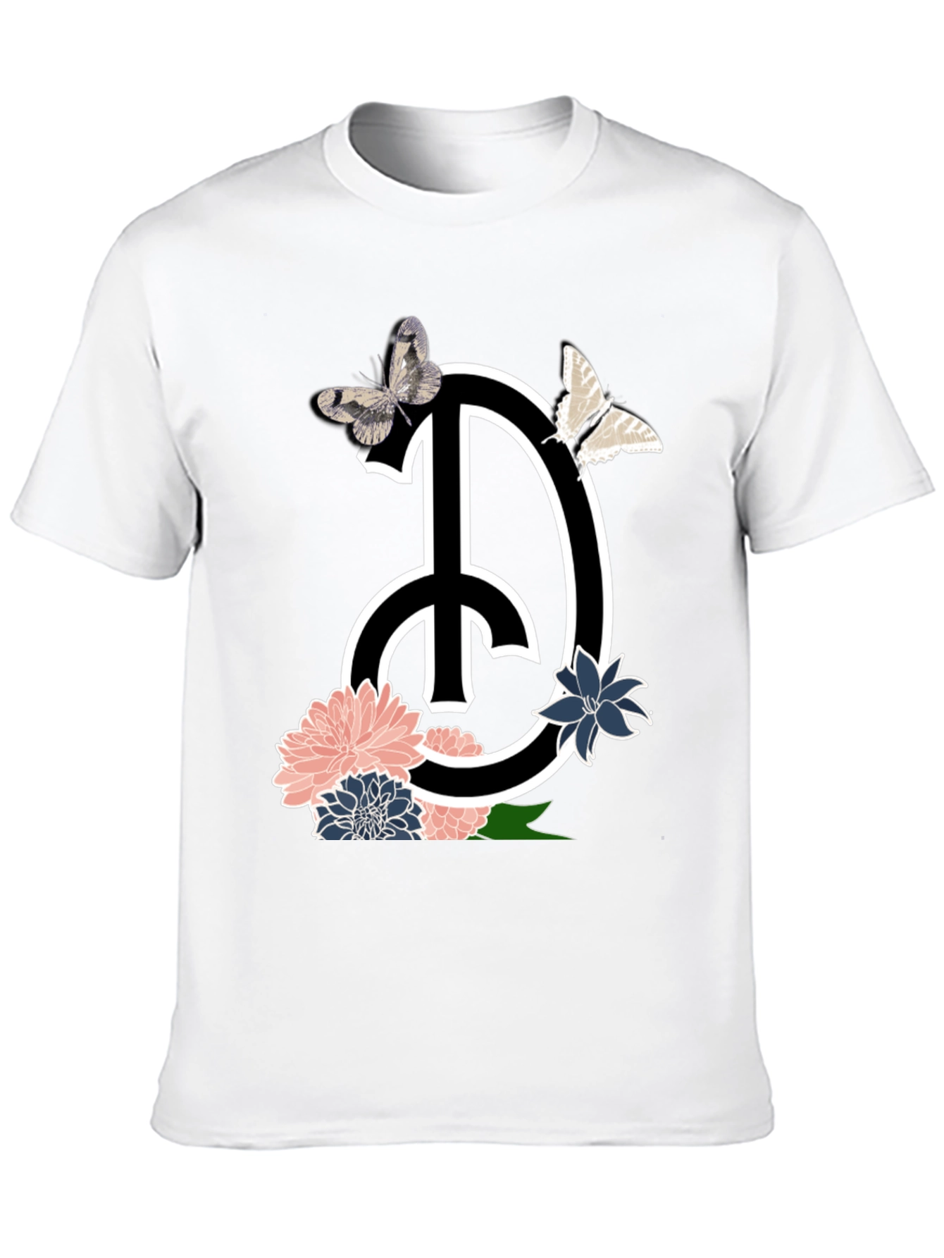 Peace Sign Floral Butterfly Graphic T-Shirt