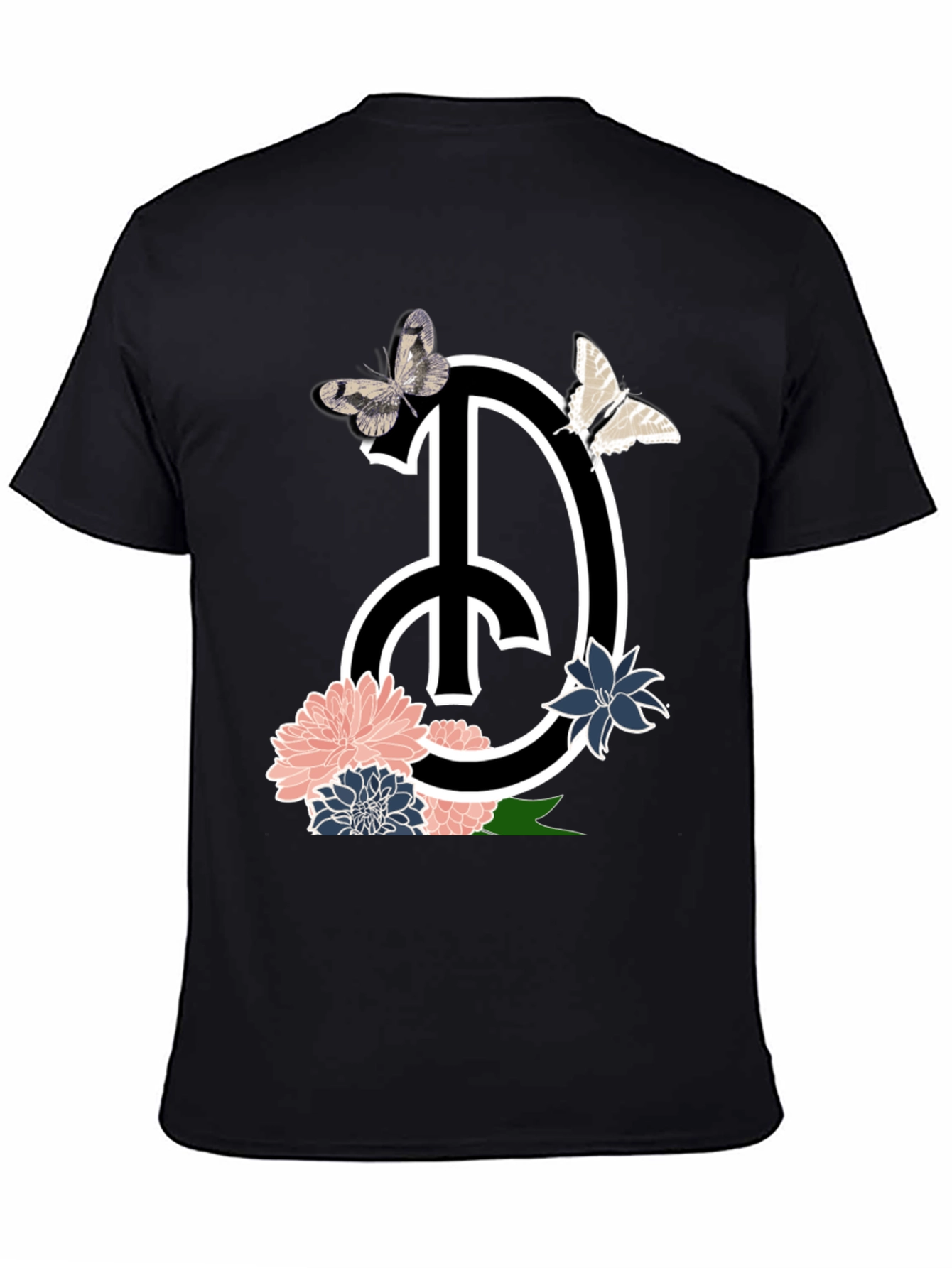 Peace Sign Floral Butterfly Graphic T-Shirt