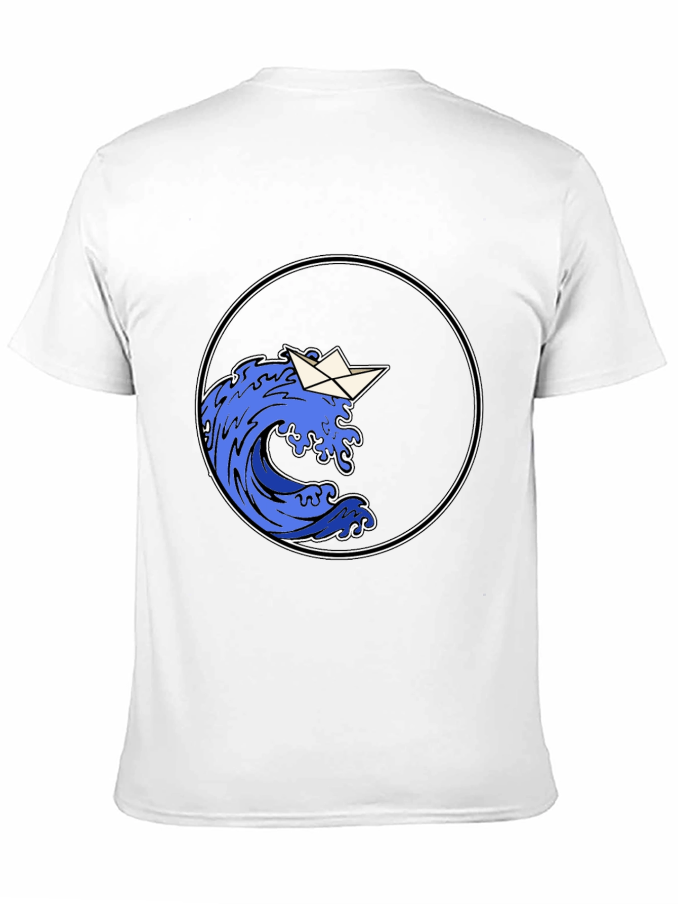 Paper Boat Wave Graphic Black T-Shirt