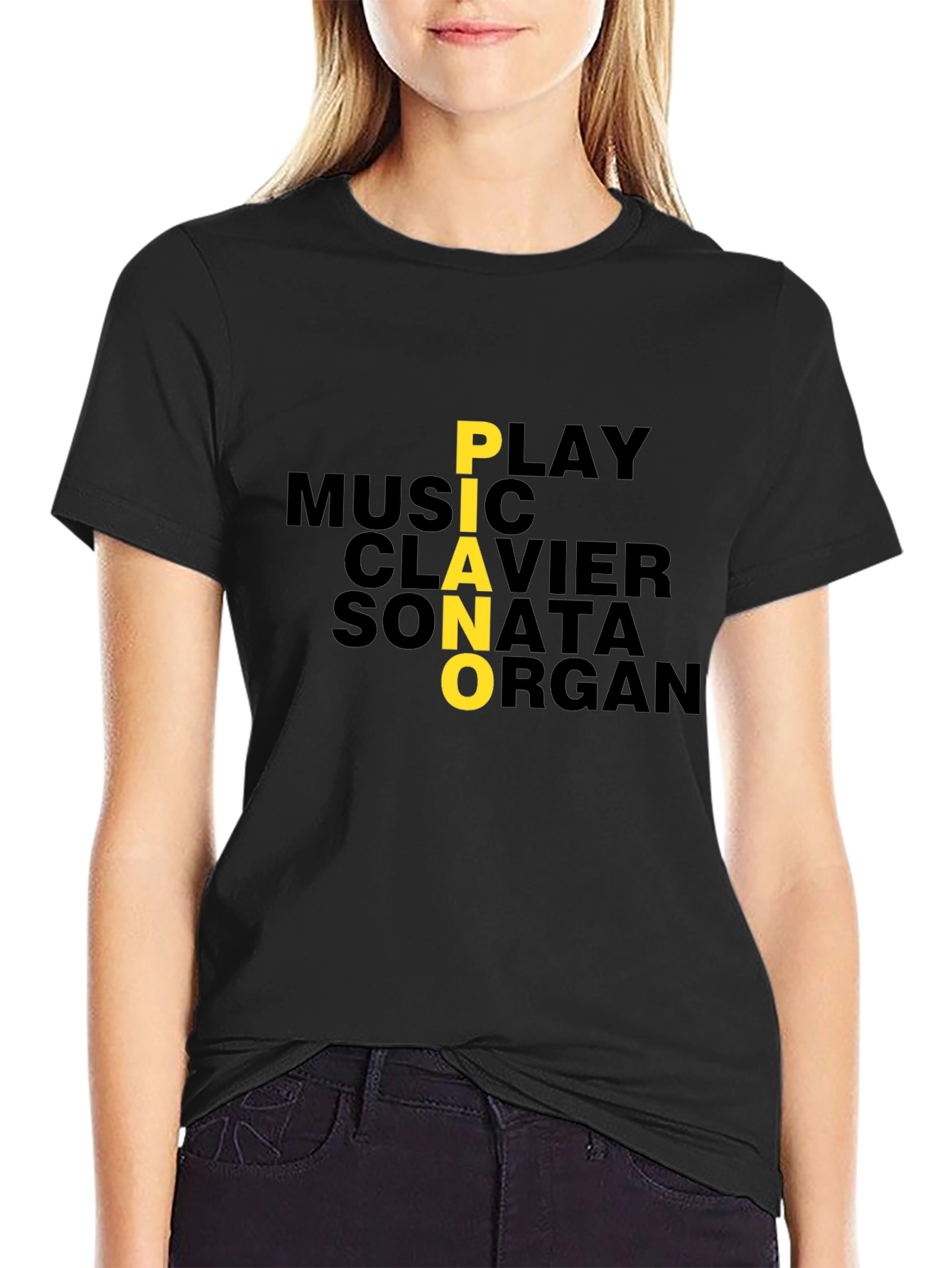 Piano Music Lover Graphic Tee - Black