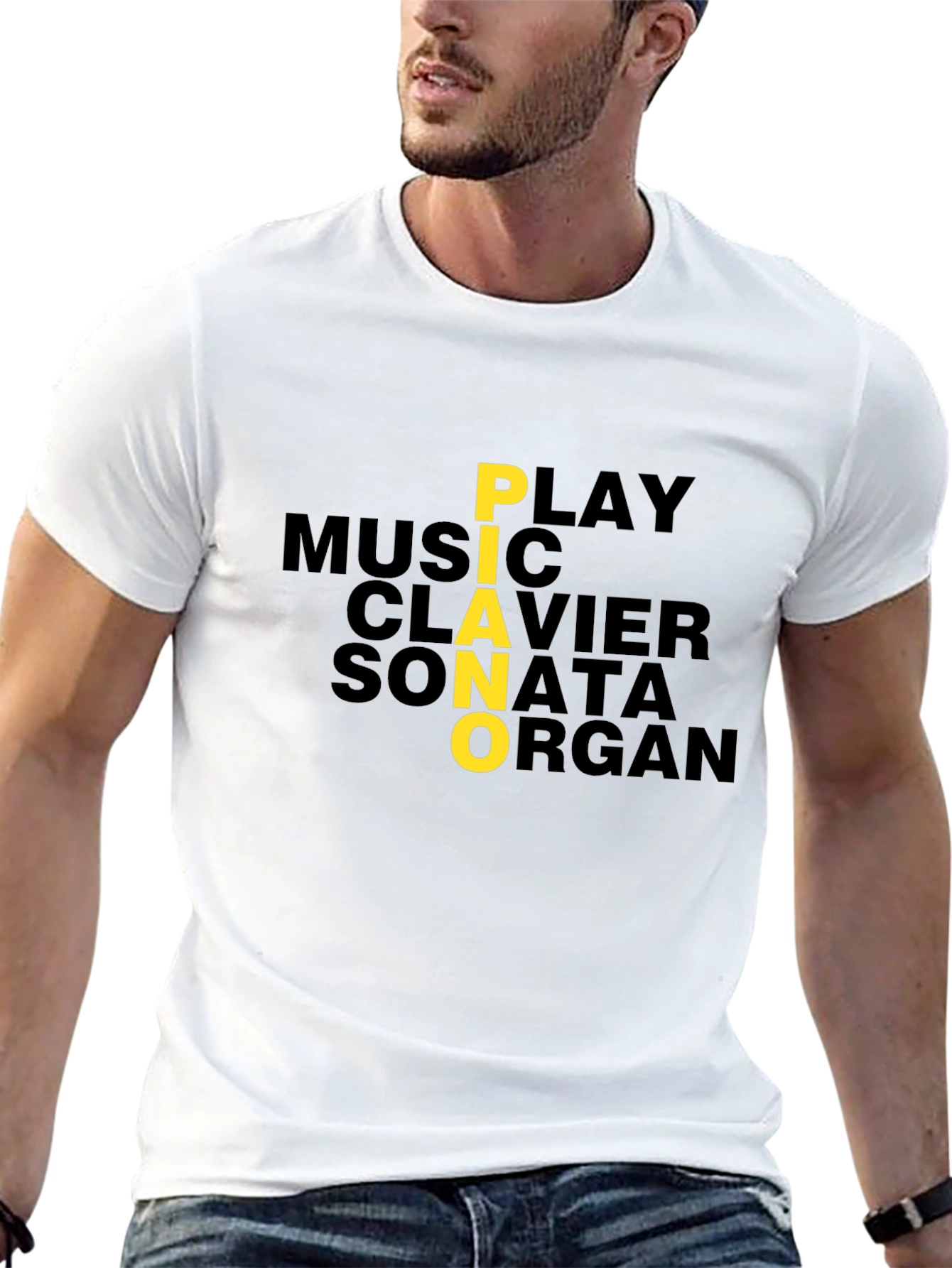 Piano Music Lover Graphic Tee - Black