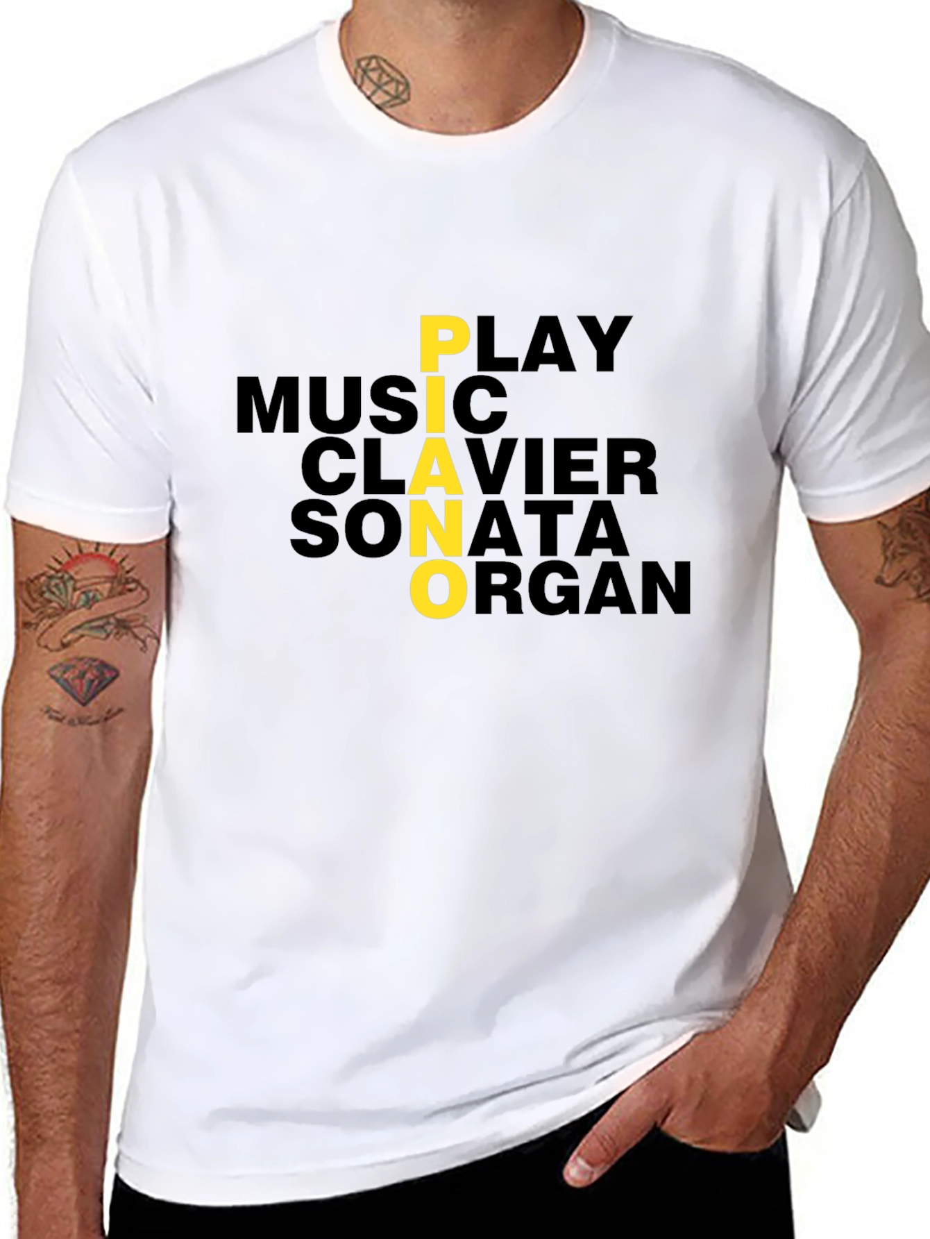Piano Music Lover Graphic Tee - Black