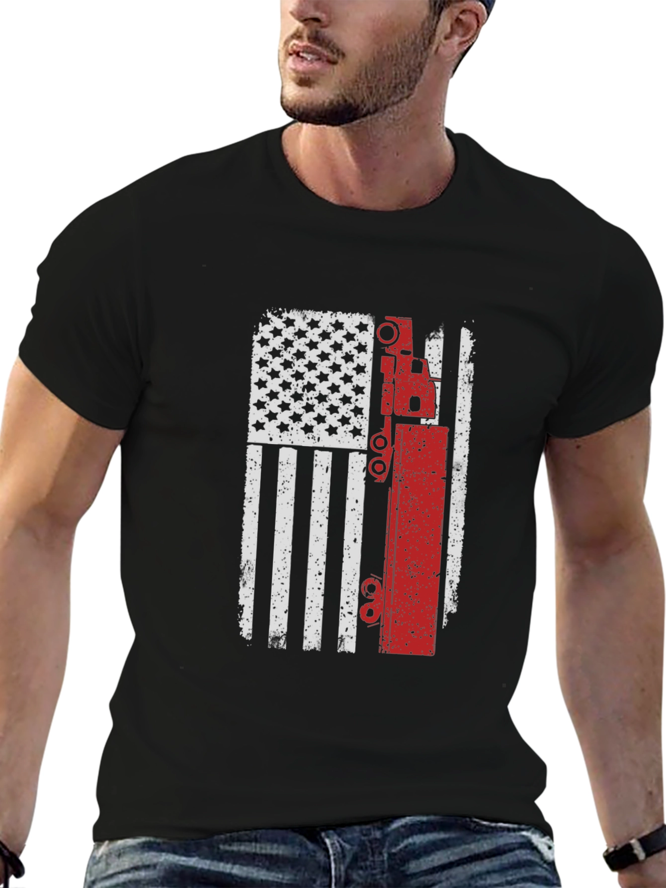 American Flag Crane Operator T-Shirt