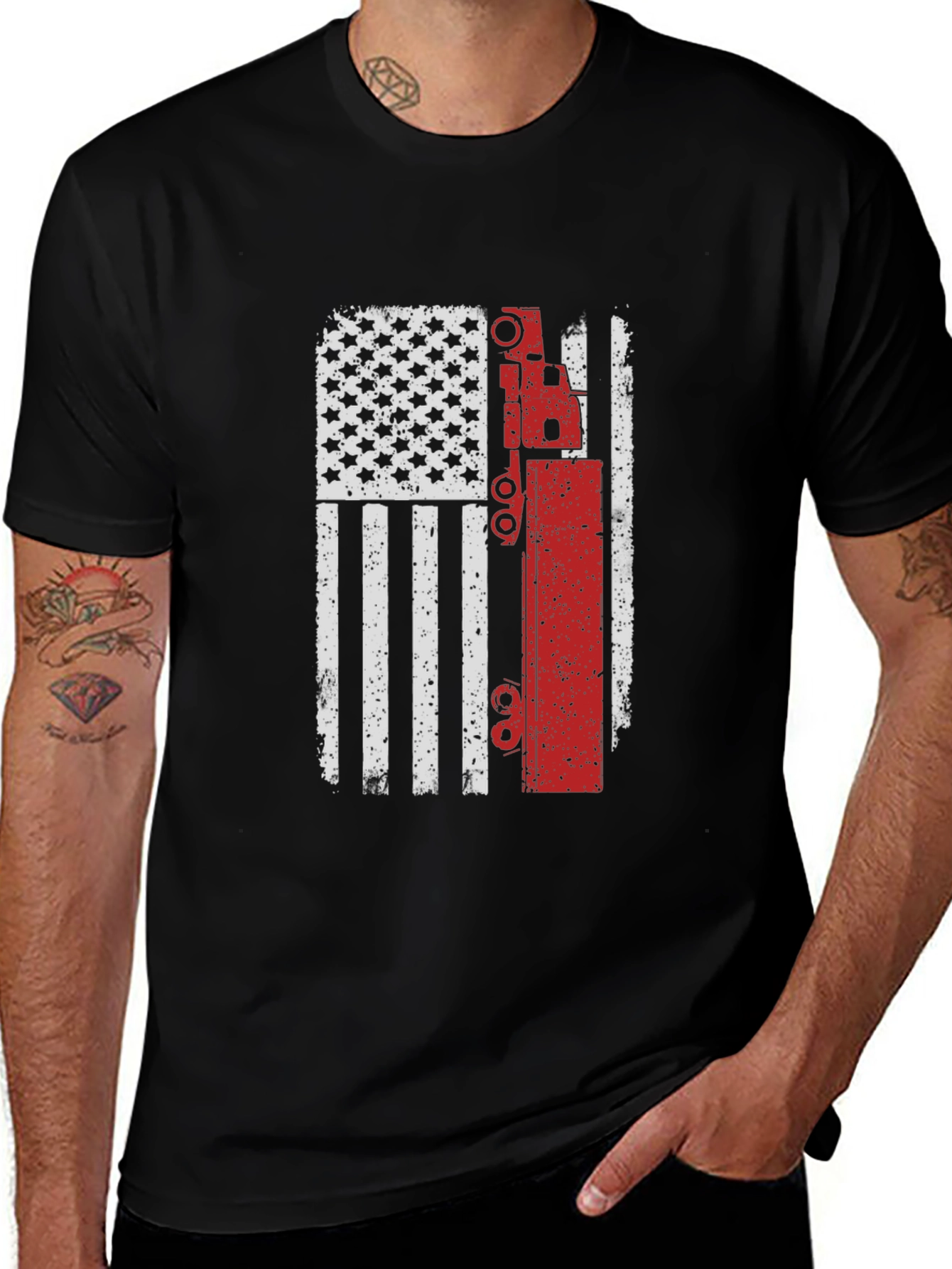 American Flag Crane Operator T-Shirt