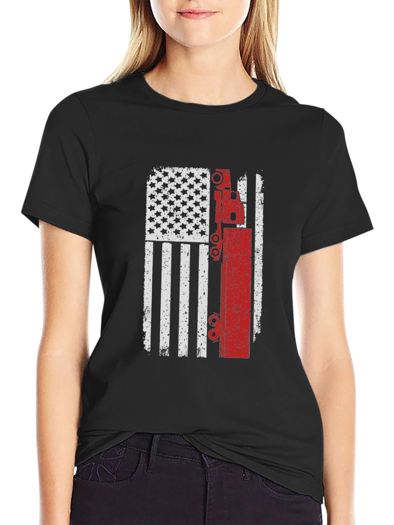 American Flag Crane Operator T-Shirt