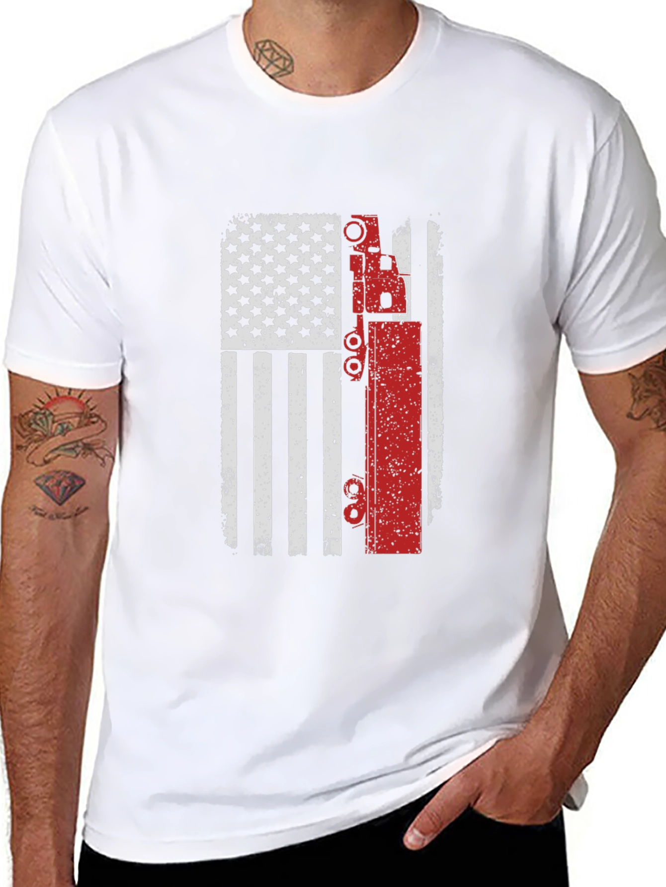 American Flag Crane Operator T-Shirt