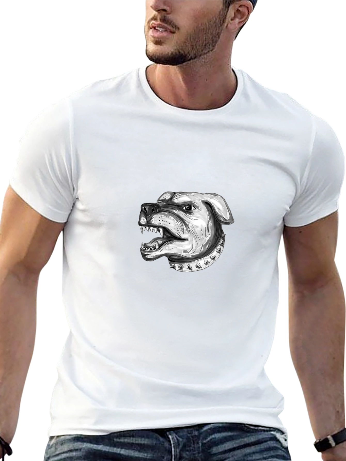 Mens Black T-Shirt with Bulldog Graphic