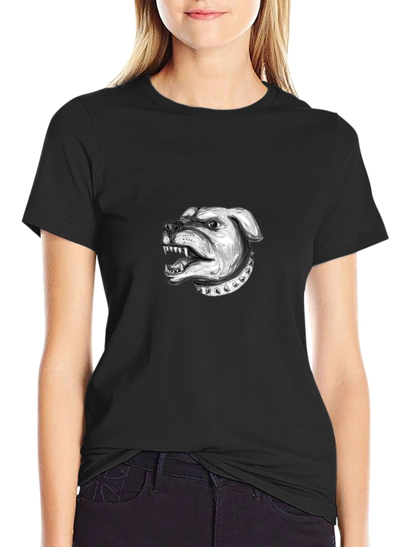 Mens Black T-Shirt with Bulldog Graphic