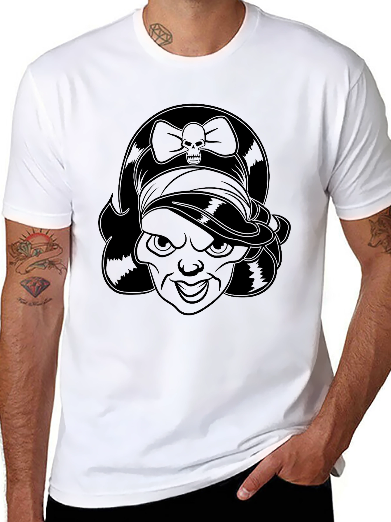 Skull Bow Pirate Girl Graphic Tee