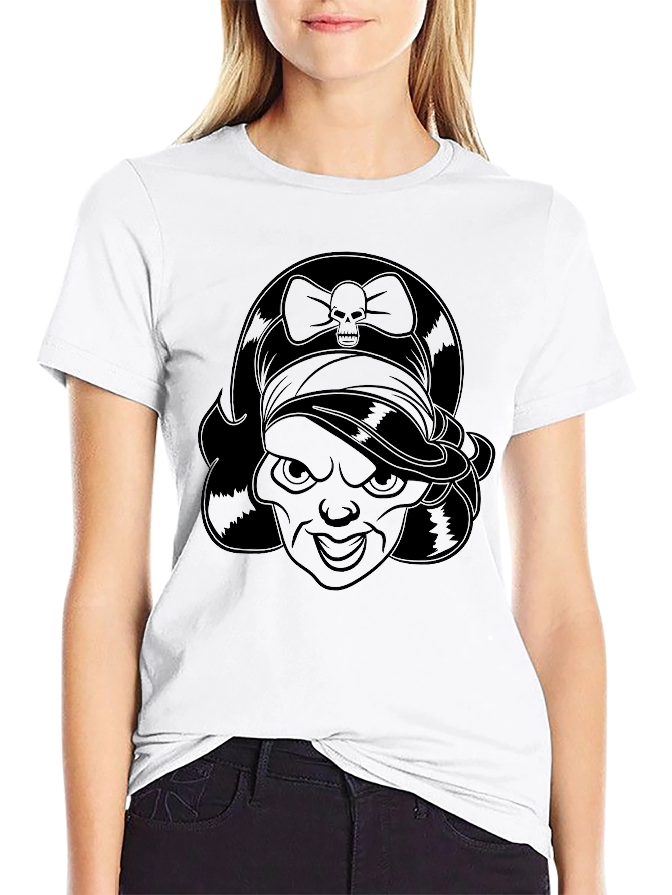 Skull Bow Pirate Girl Graphic Tee