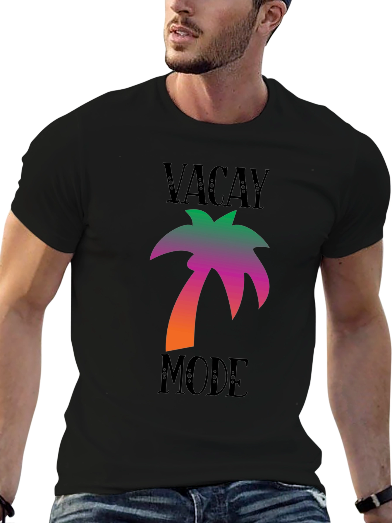 Vacay Mode Black Palm Tree Graphic Tee