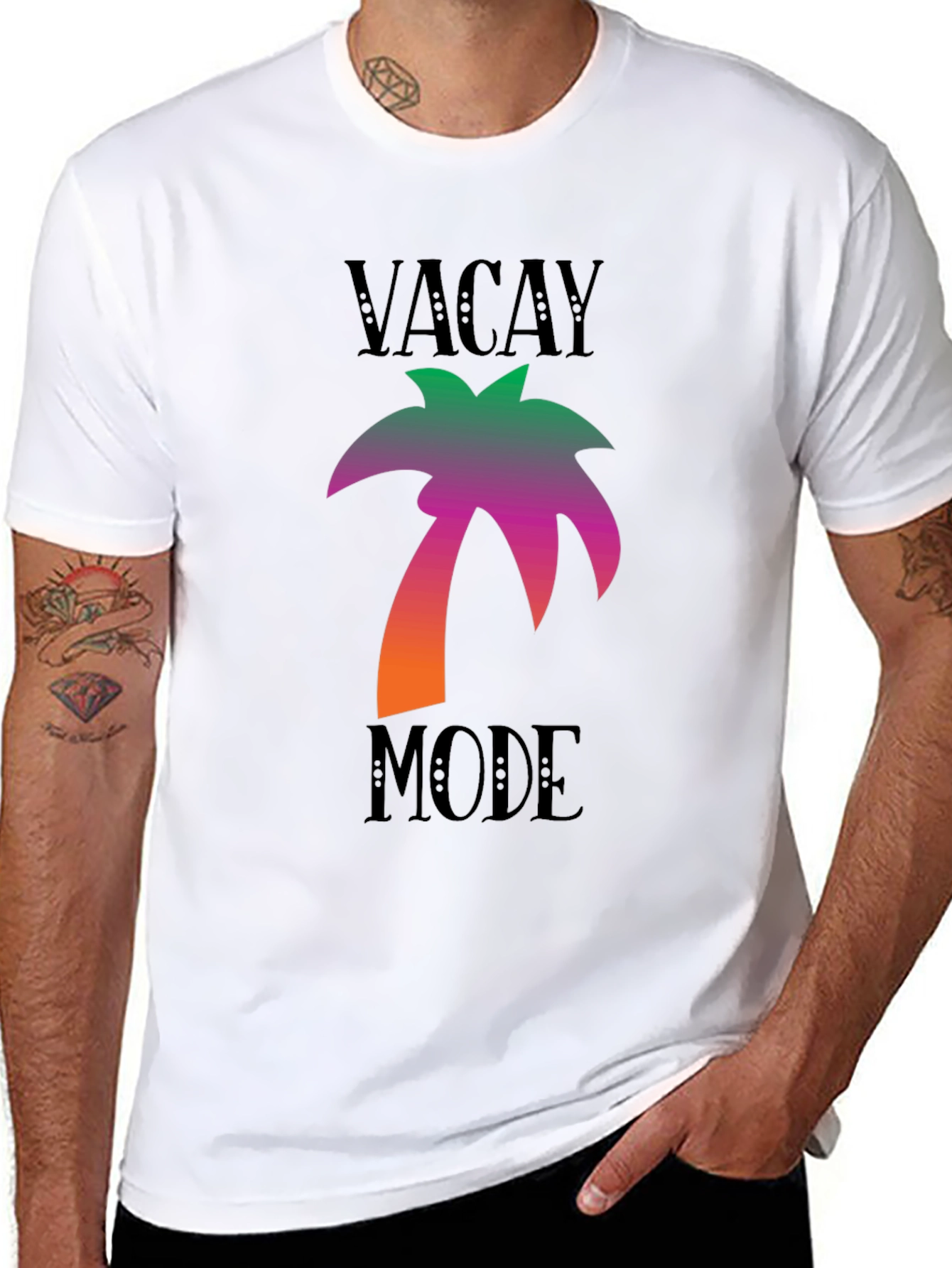 Vacay Mode Black Palm Tree Graphic Tee