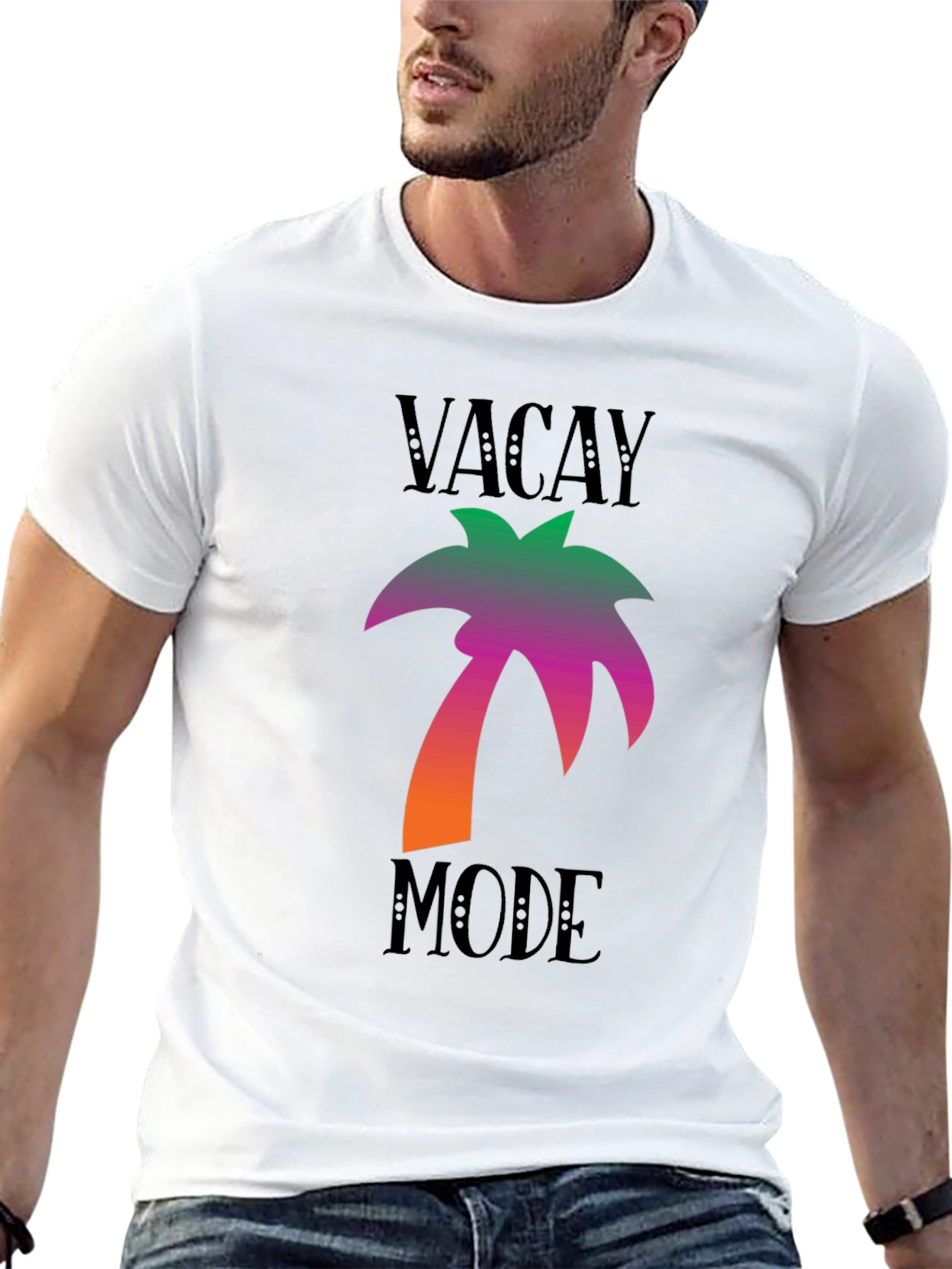 Vacay Mode Black Palm Tree Graphic Tee