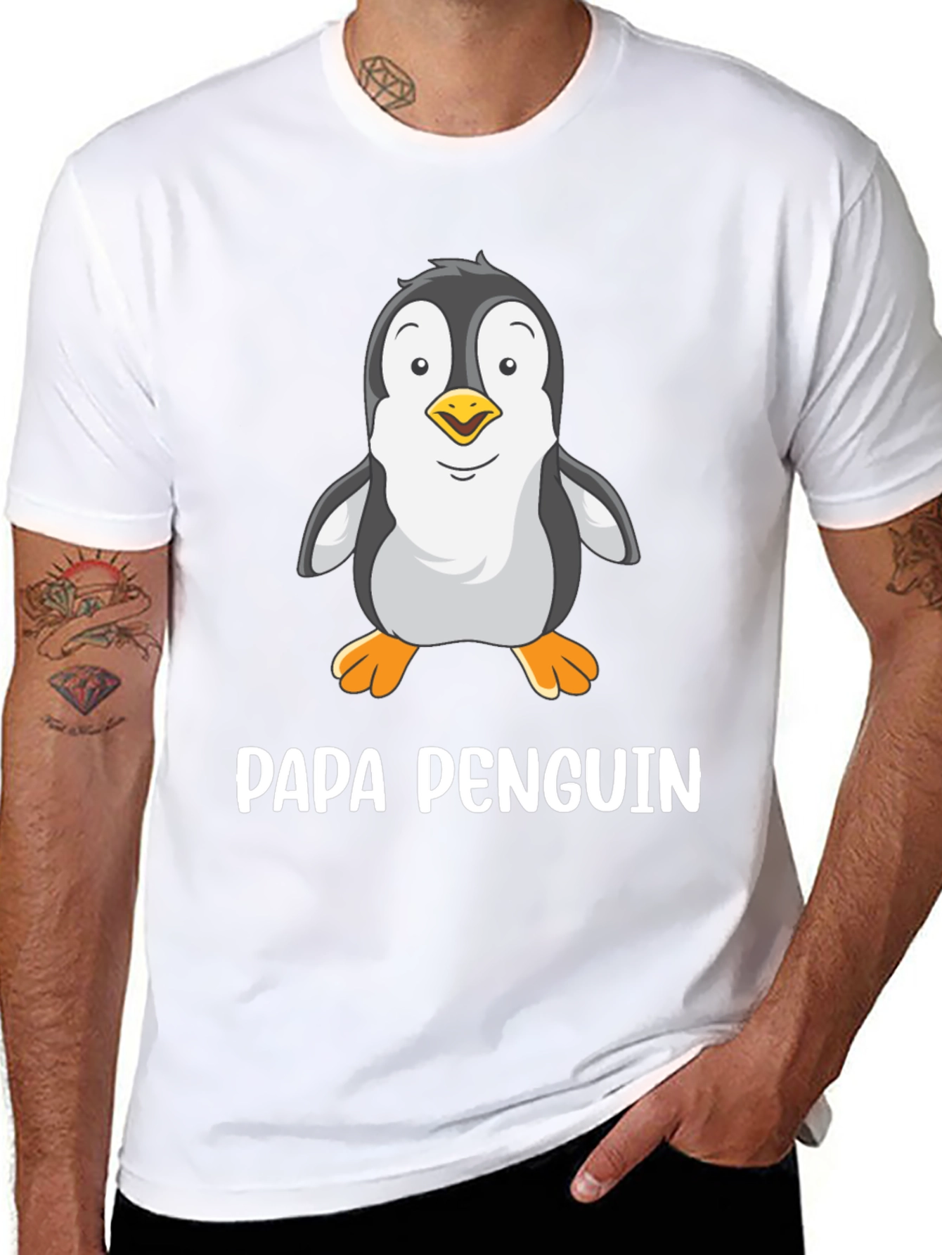 Papa Penguin T-Shirt - Dads Funny Animal Tee