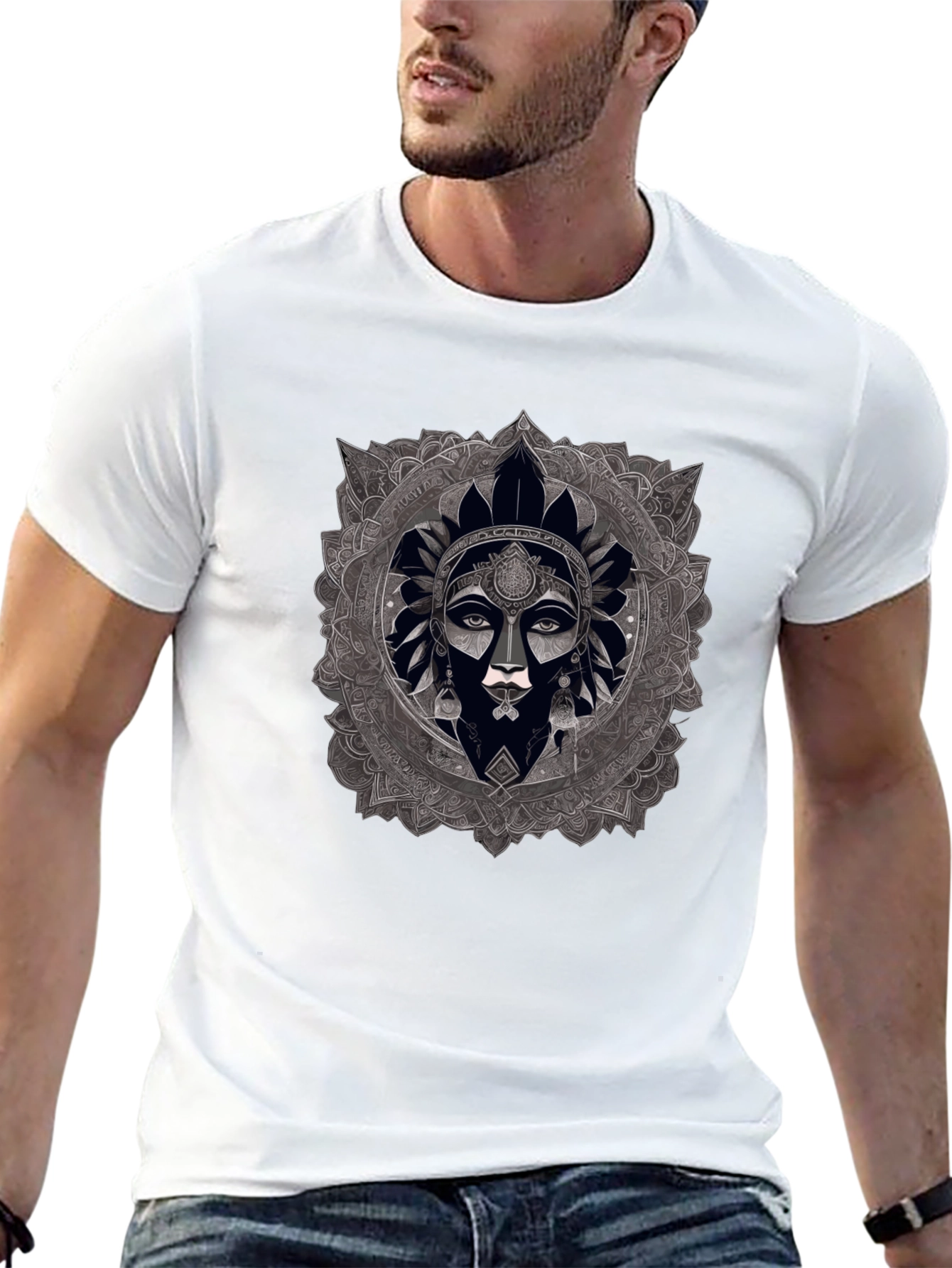 Mandala Woman Graphic Black T-Shirt