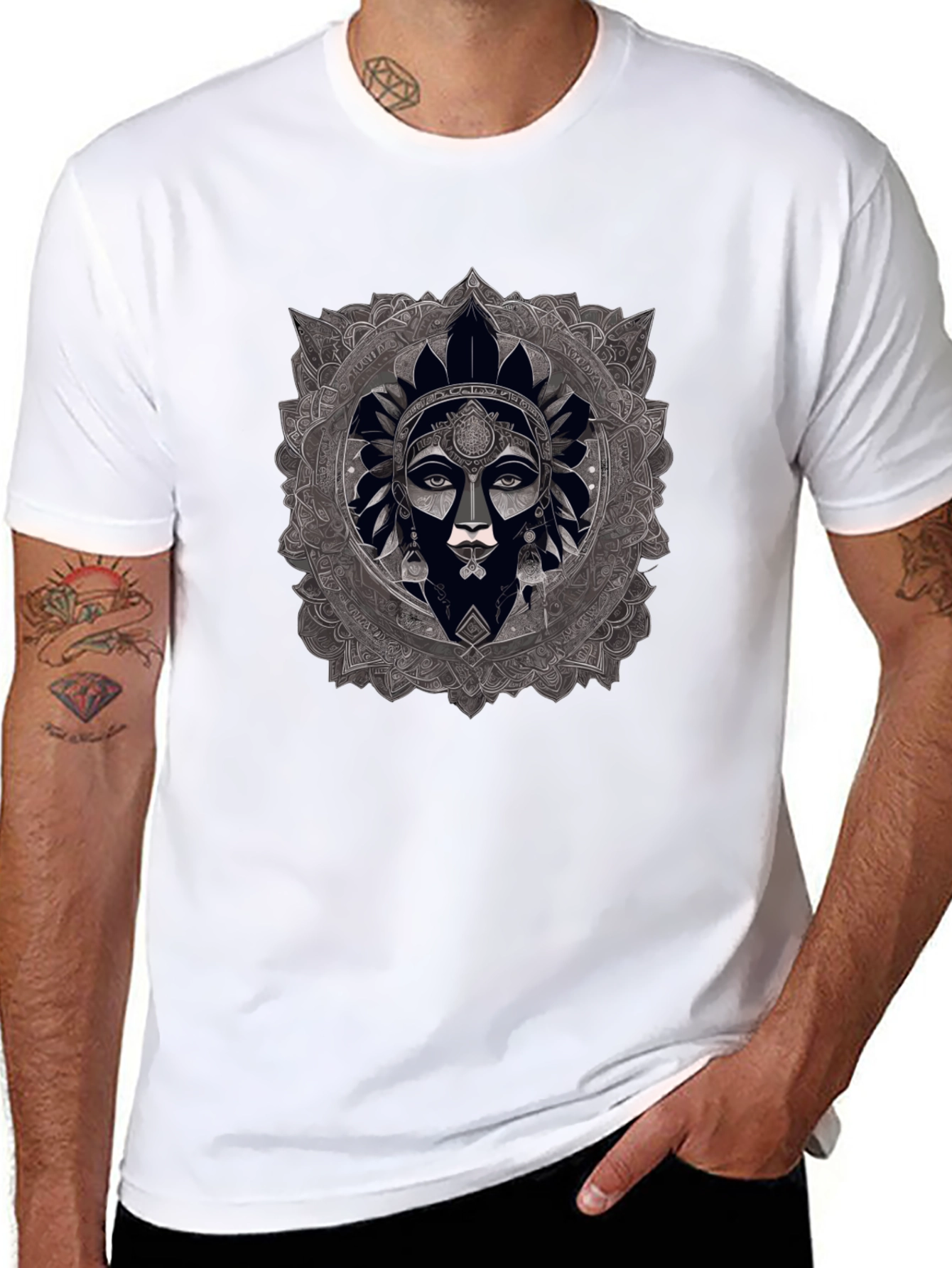 Mandala Woman Graphic Black T-Shirt