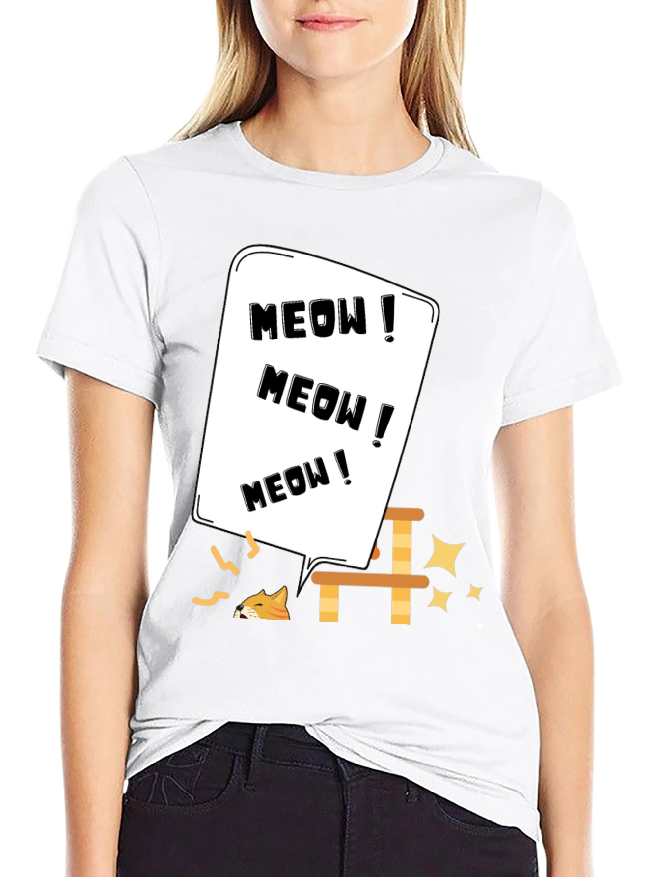 Meow Cat Lover T-Shirt Black