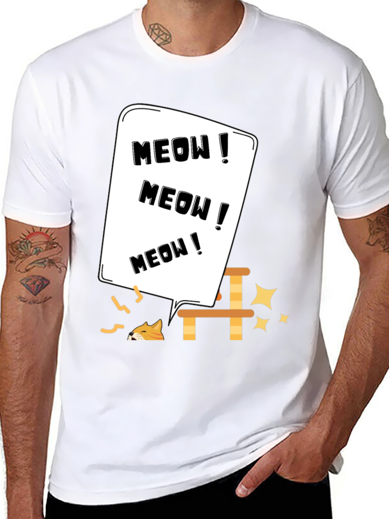 Meow Cat Lover T-Shirt Black