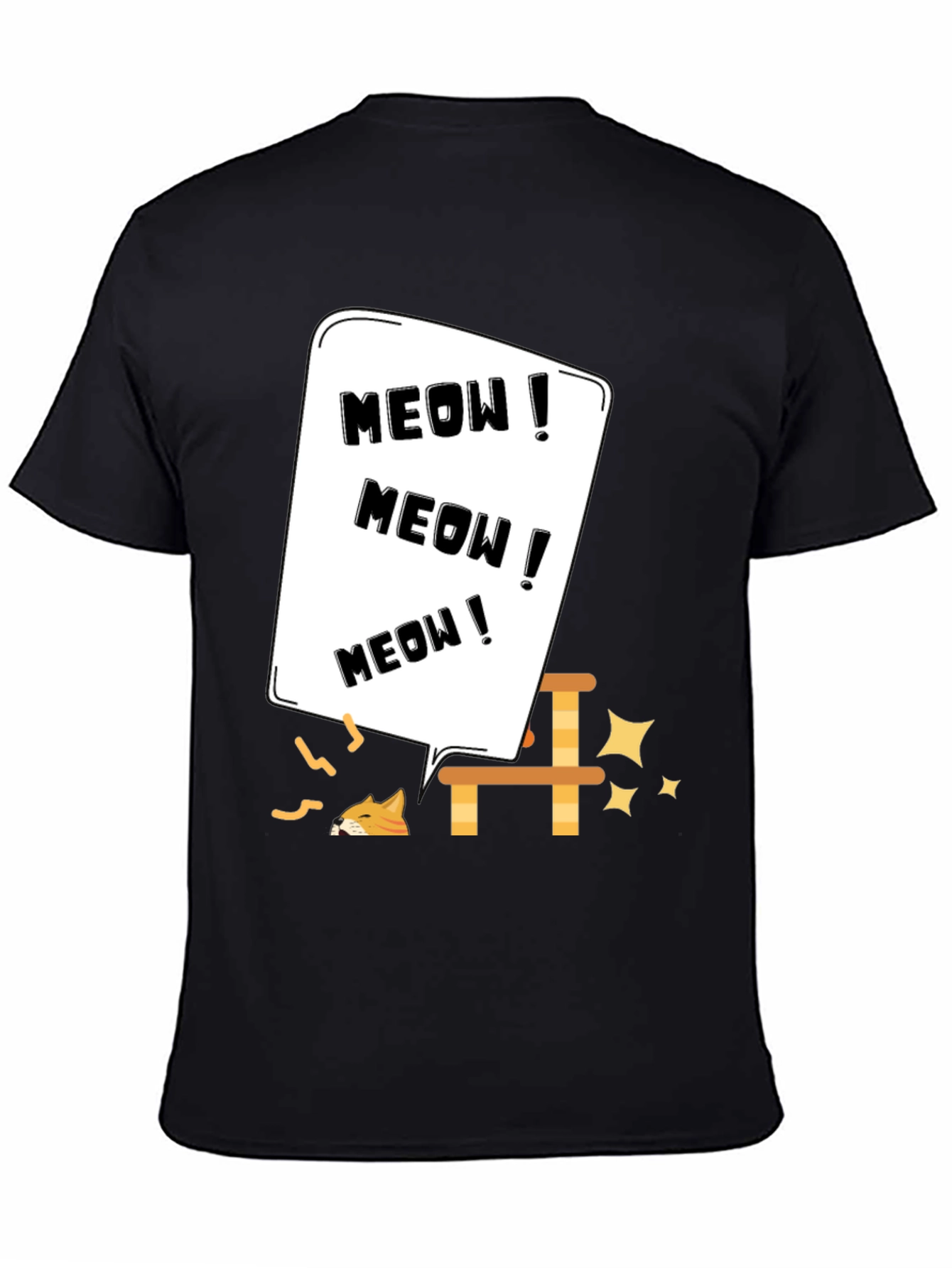 Meow Cat Lover T-Shirt Black