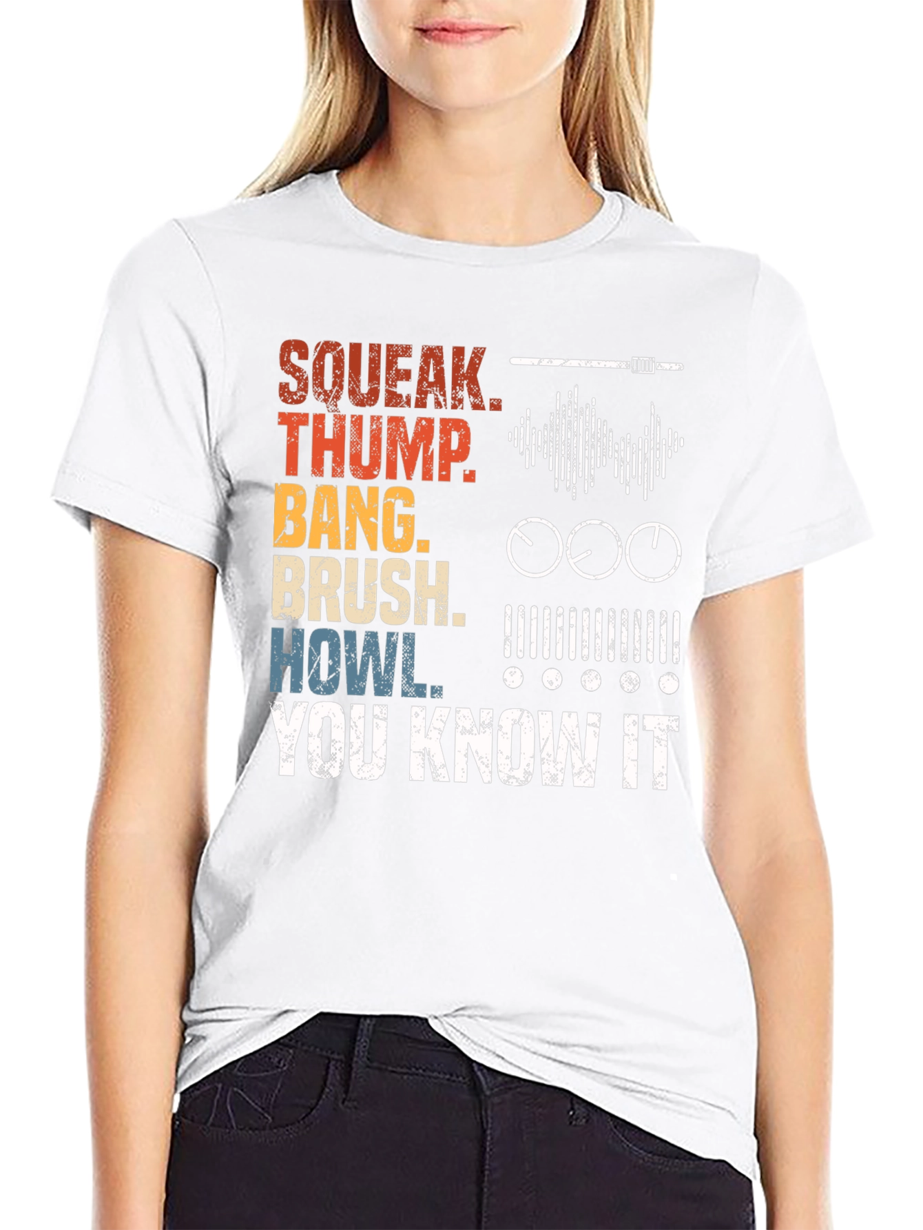 Sound Effects T-Shirt - Squeak Thump Bang Brush Howl