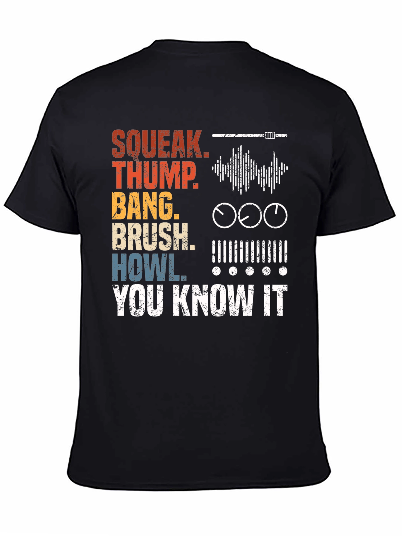 Sound Effects T-Shirt - Squeak Thump Bang Brush Howl