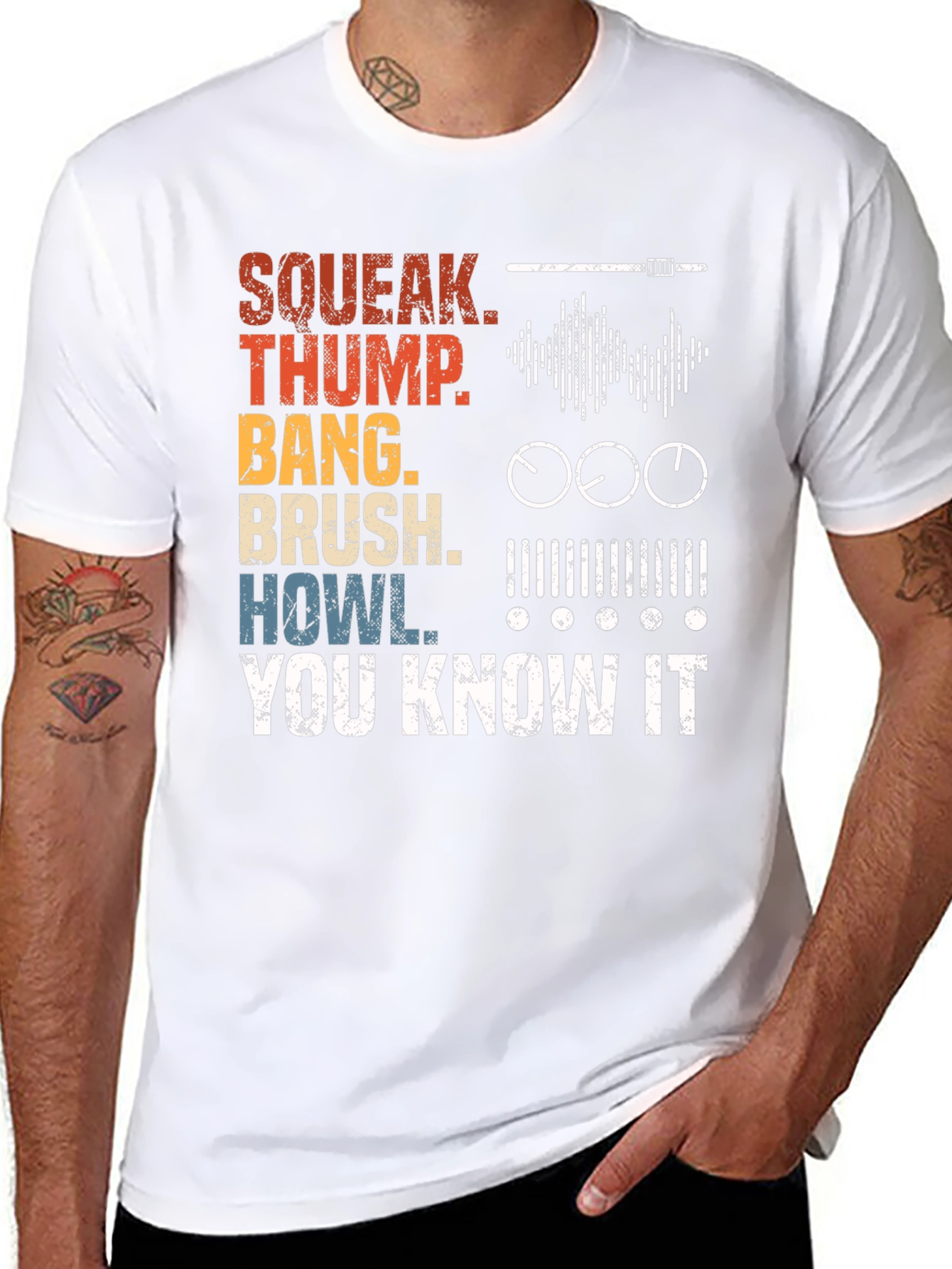 Sound Effects T-Shirt - Squeak Thump Bang Brush Howl