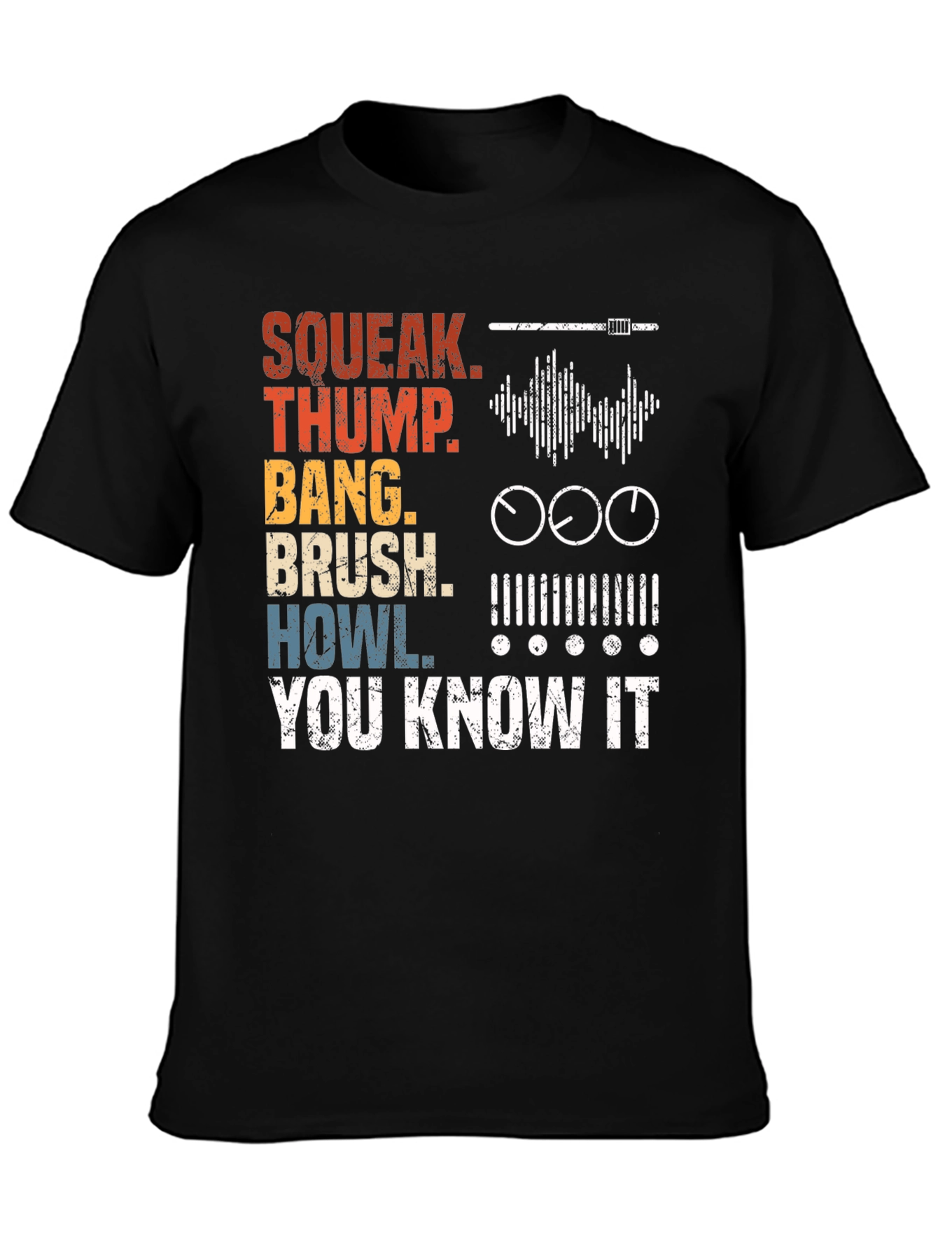 Sound Effects T-Shirt - Squeak Thump Bang Brush Howl