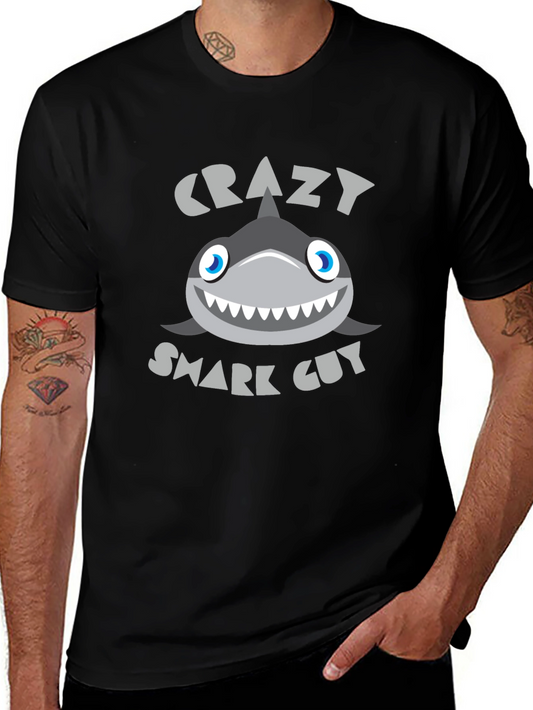 Crazy Shark Guy Black Graphic Tee