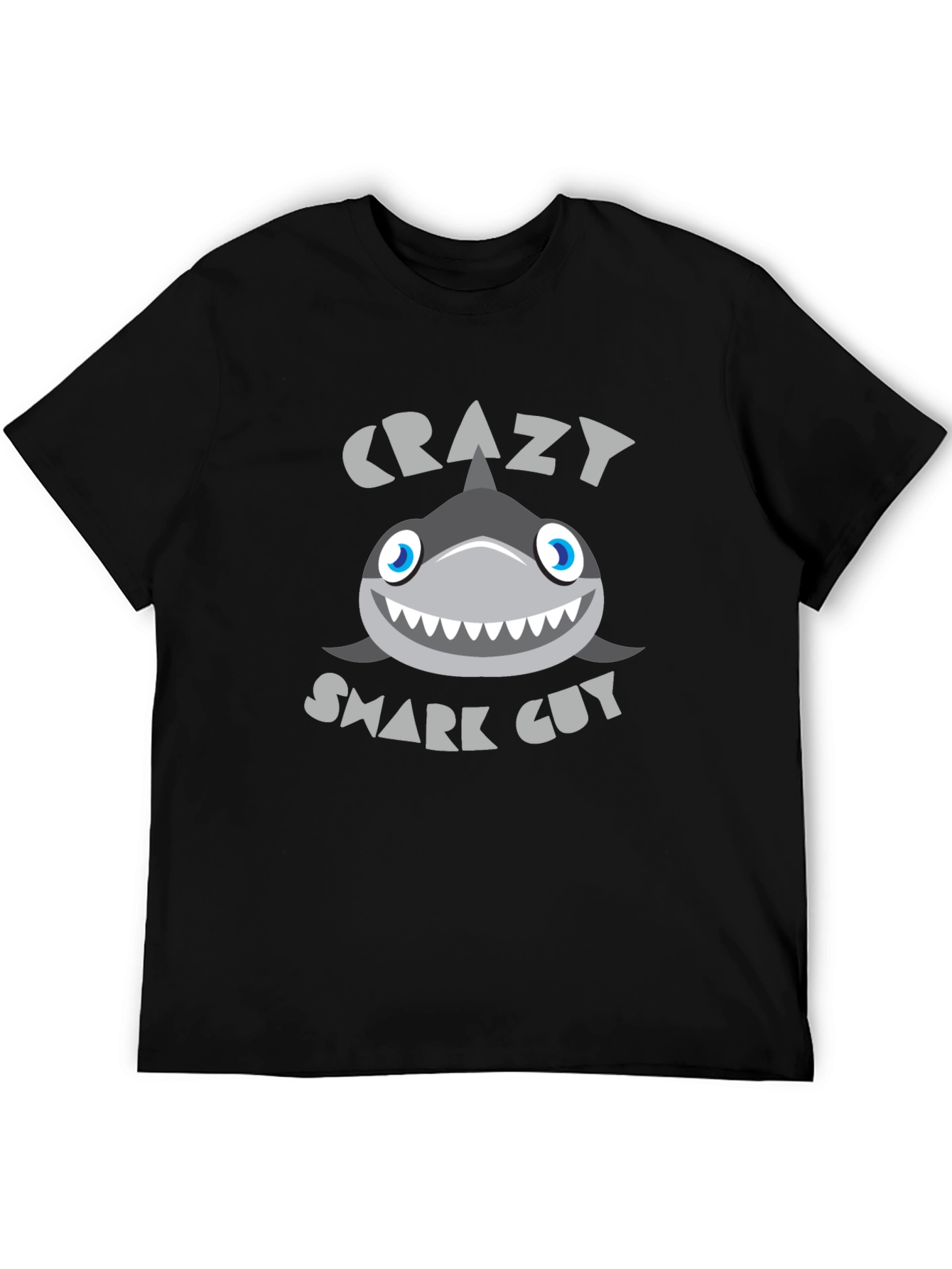 Crazy Shark Guy Black Graphic Tee