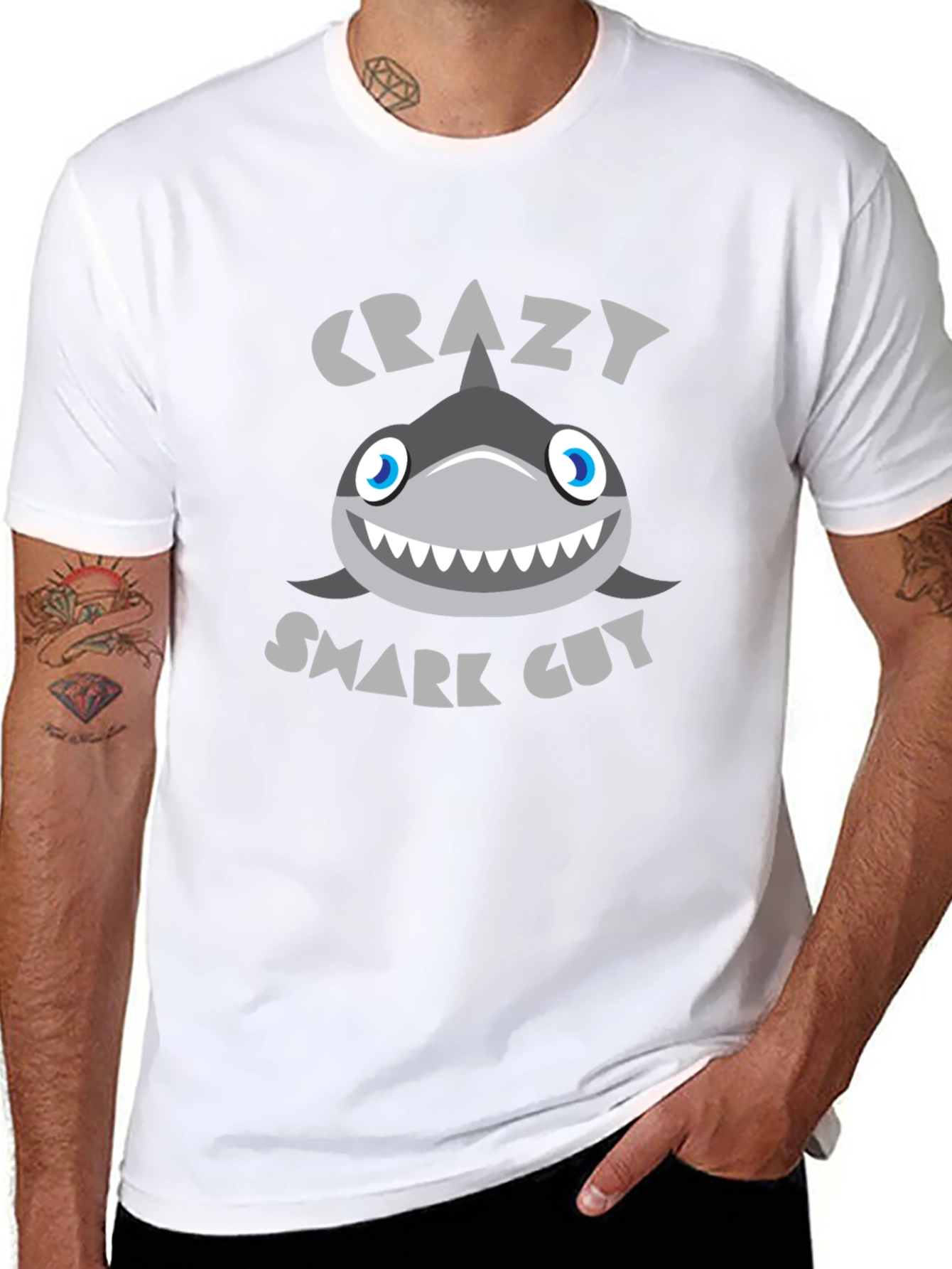 Crazy Shark Guy Black Graphic Tee