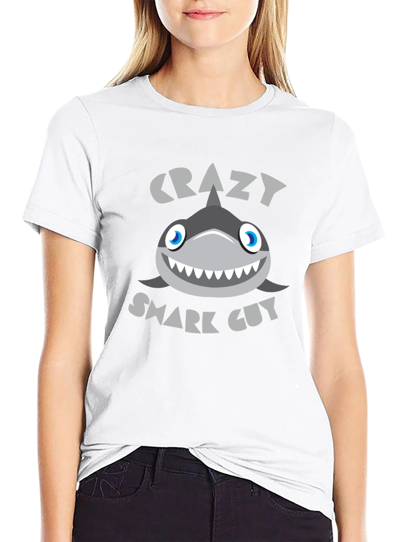 Crazy Shark Guy Black Graphic Tee