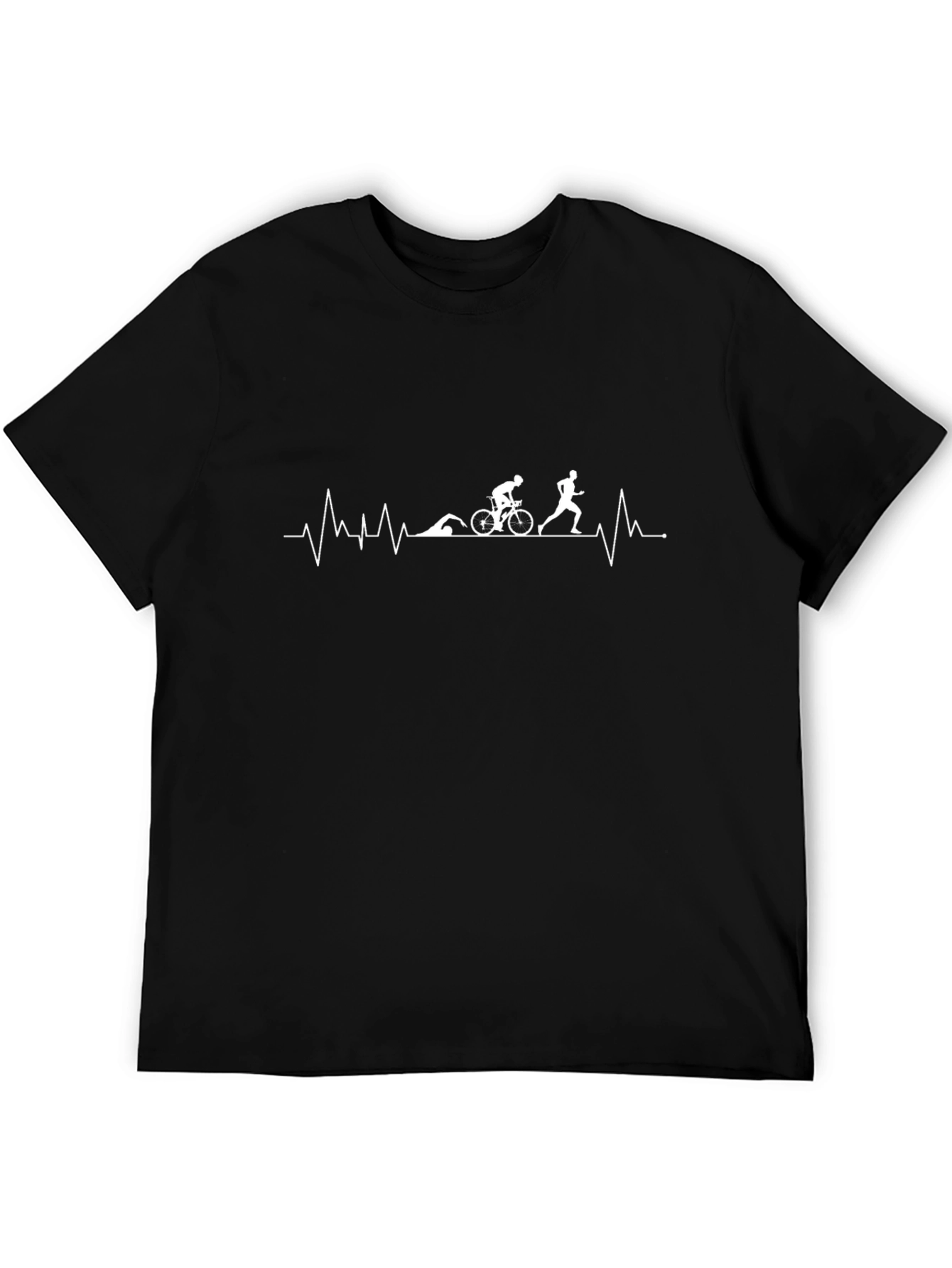 Triathlon Heartbeat T-Shirt - Black Cotton