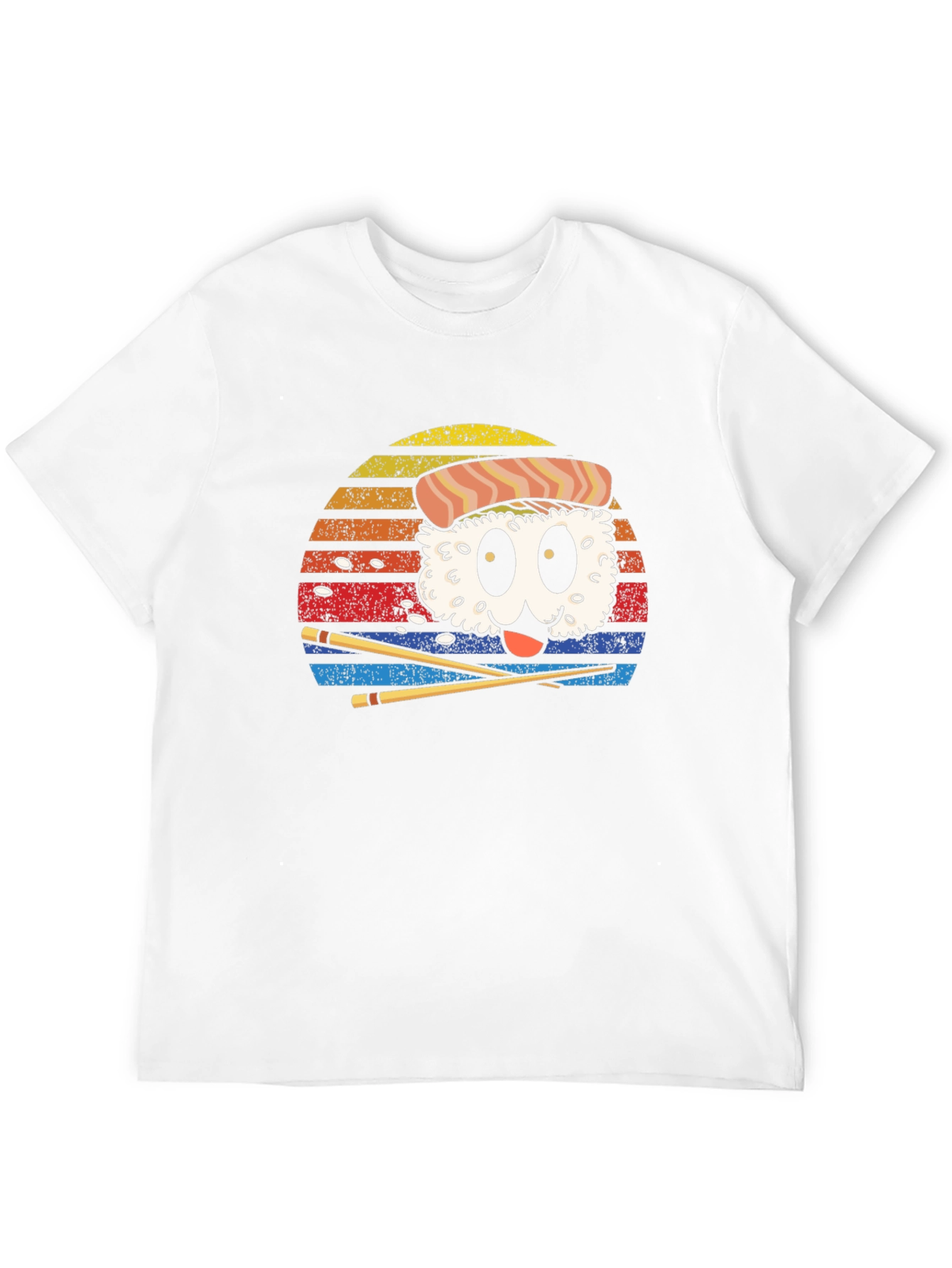 Sushi Cartoon Graphic Black T-Shirt