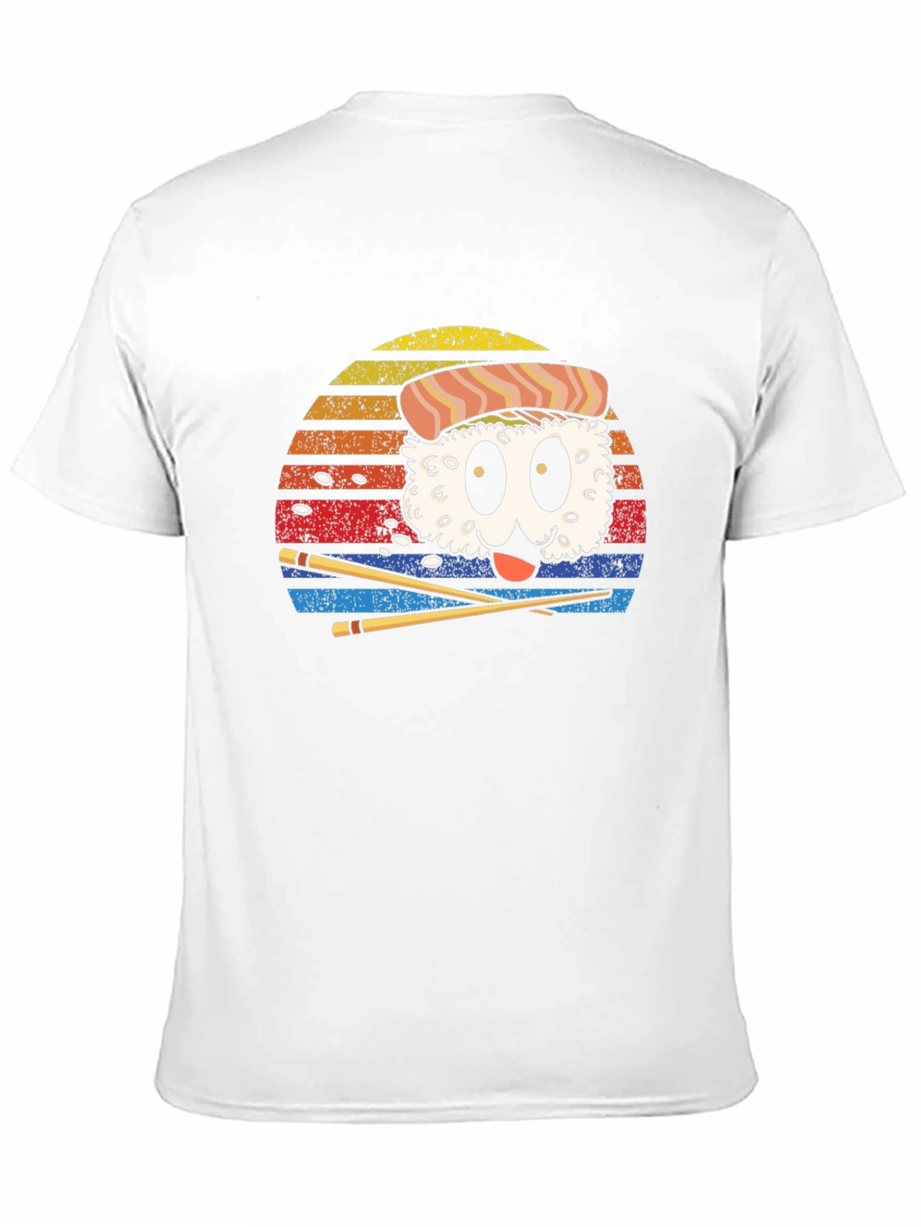 Sushi Cartoon Graphic Black T-Shirt