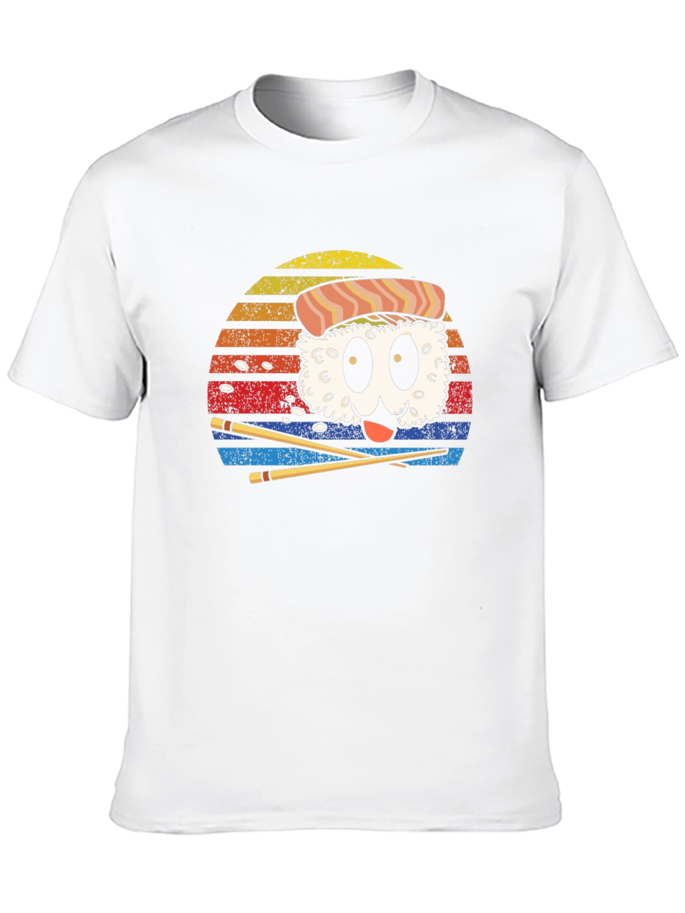 Sushi Cartoon Graphic Black T-Shirt