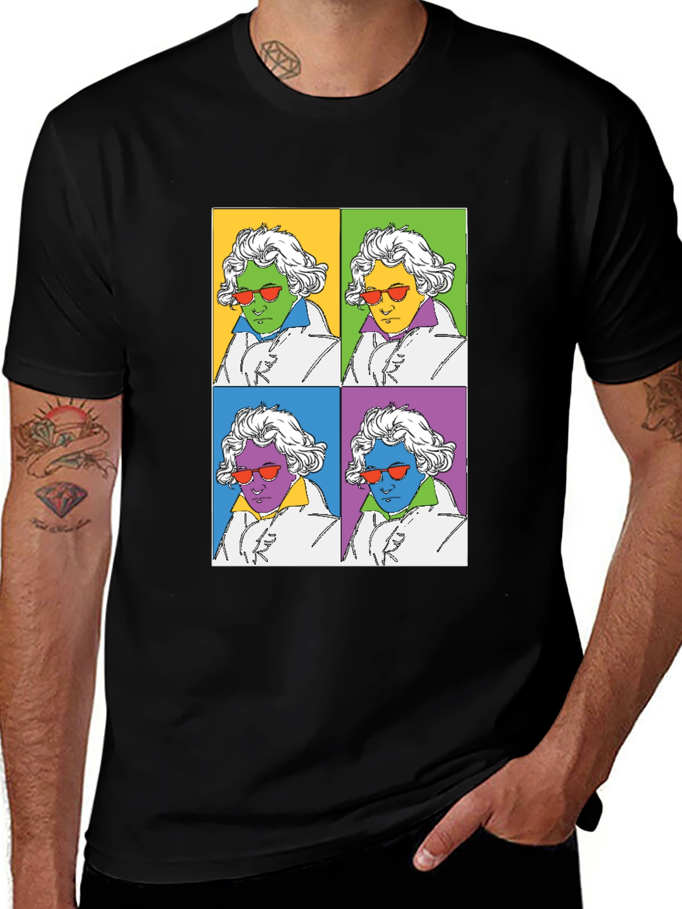 Beethoven Pop Art Graphic Tee - Black