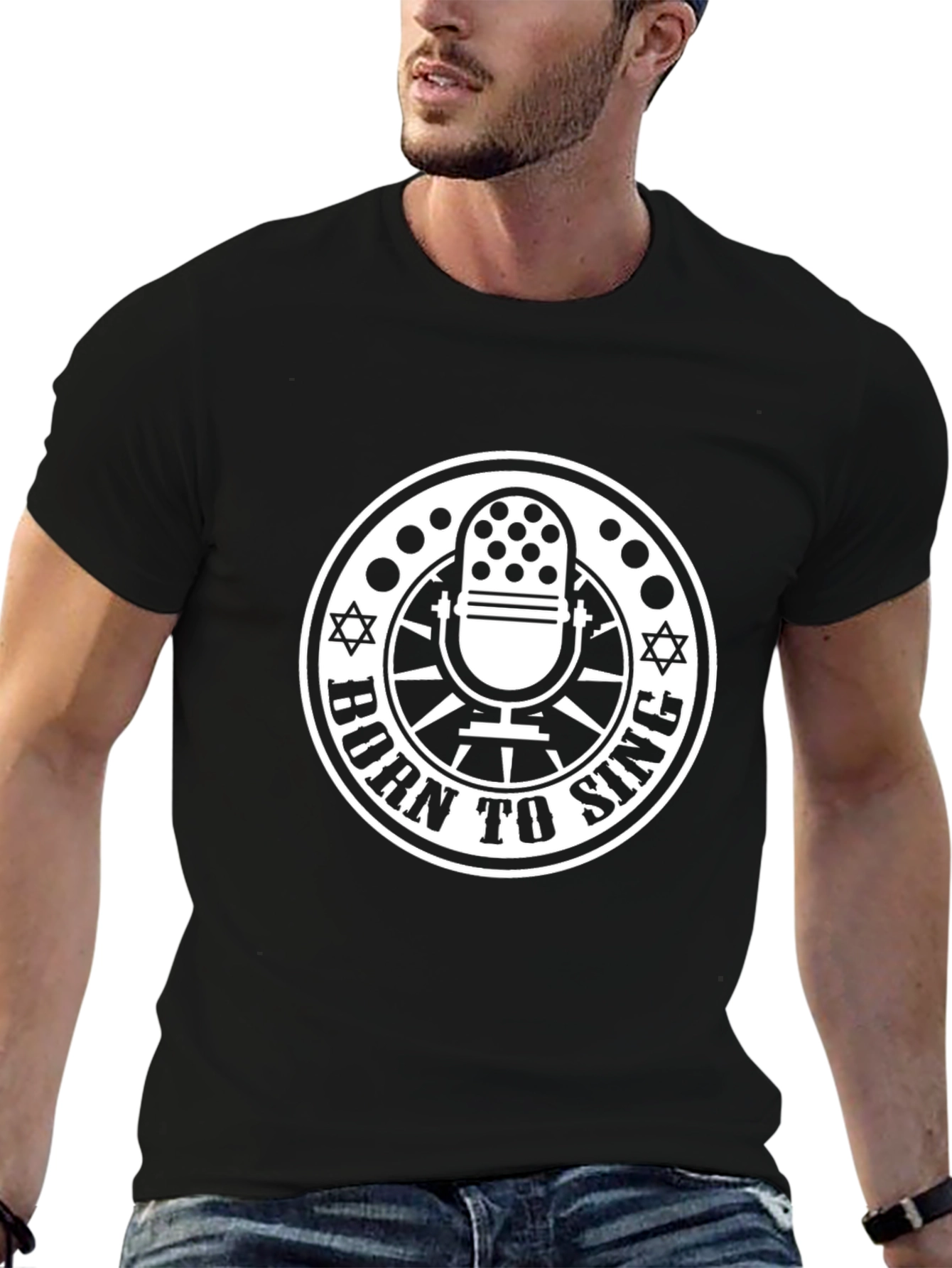 Born to Sing Black T-Shirt Microphone Graphic