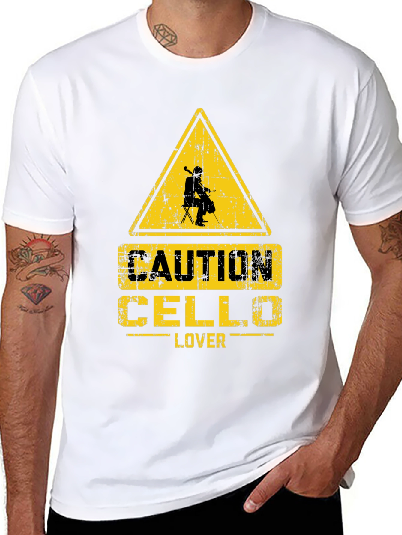 Caution Cello Lover Black T-Shirt